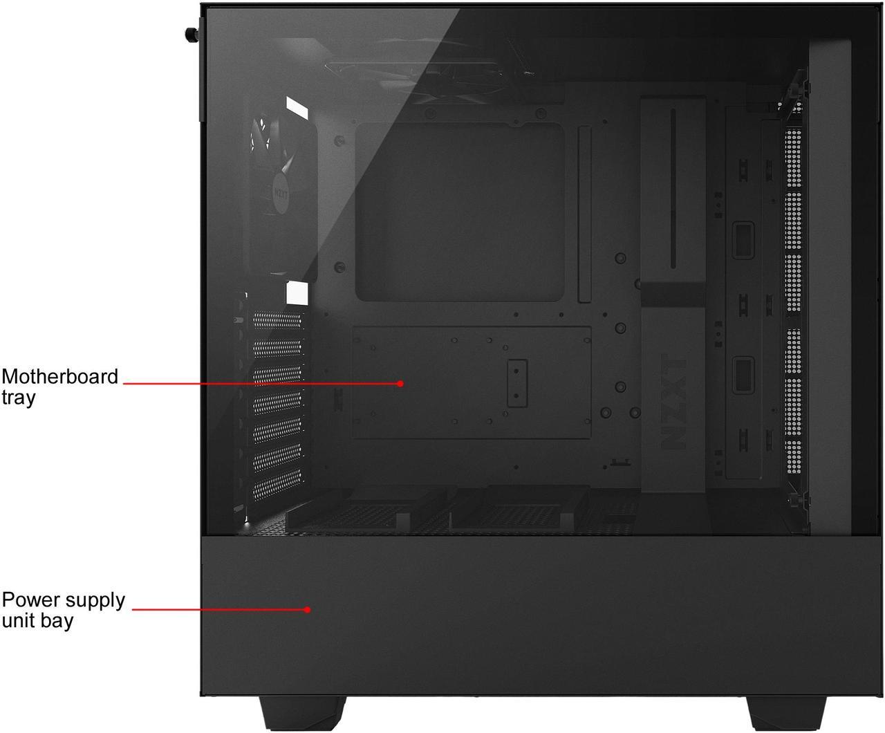 Alt view image 4 of 8 - NZXT H500 - Compact ATX Mid-Tower PC Gaming Case - Tempered Glass Panel - All-Steel Construction - Enhanced Cable Management System - Water-Cooling Ready - Black