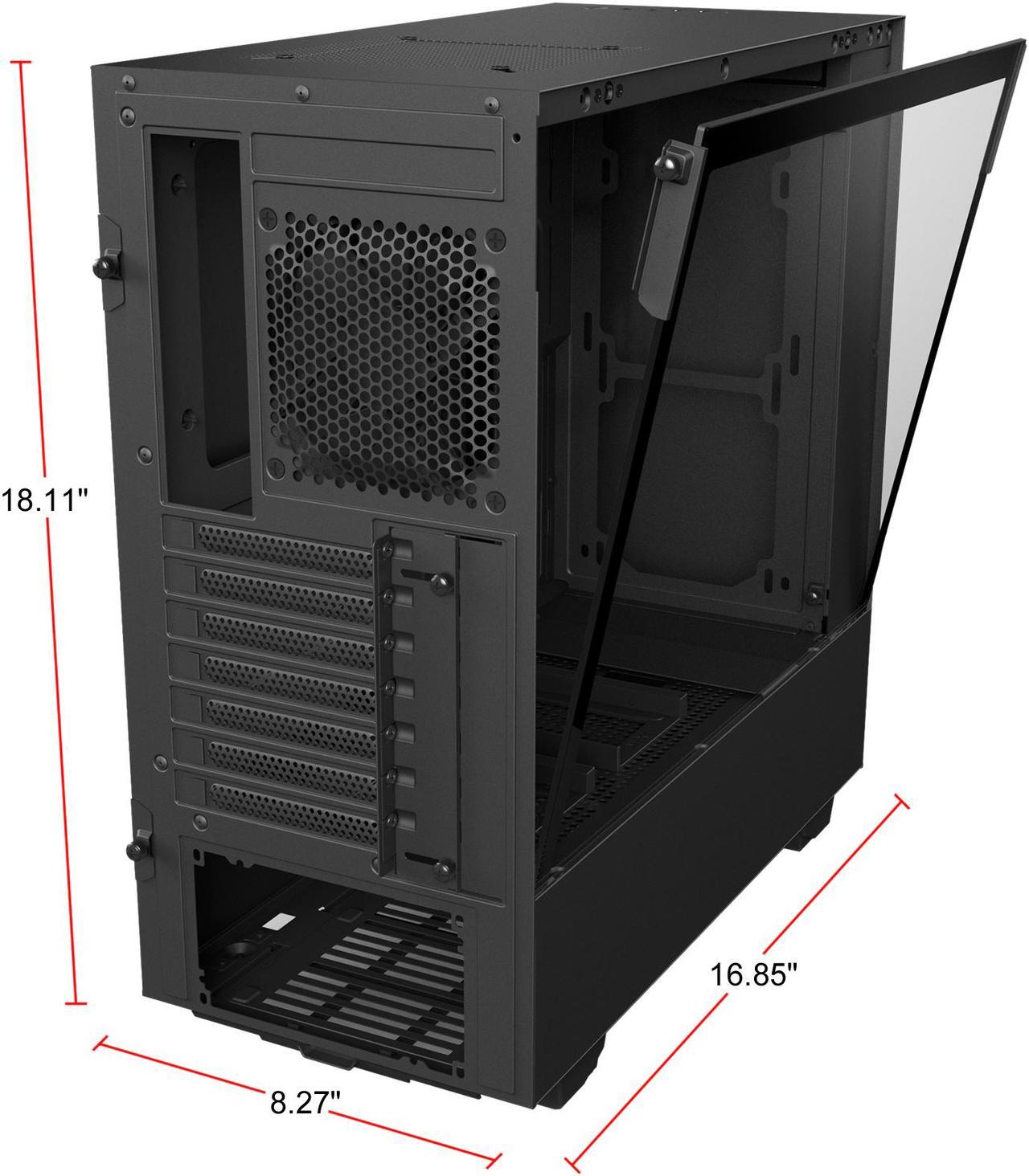 Alt view image 7 of 8 - NZXT H500 - Compact ATX Mid-Tower PC Gaming Case - Tempered Glass Panel - All-Steel Construction - Enhanced Cable Management System - Water-Cooling Ready - Black