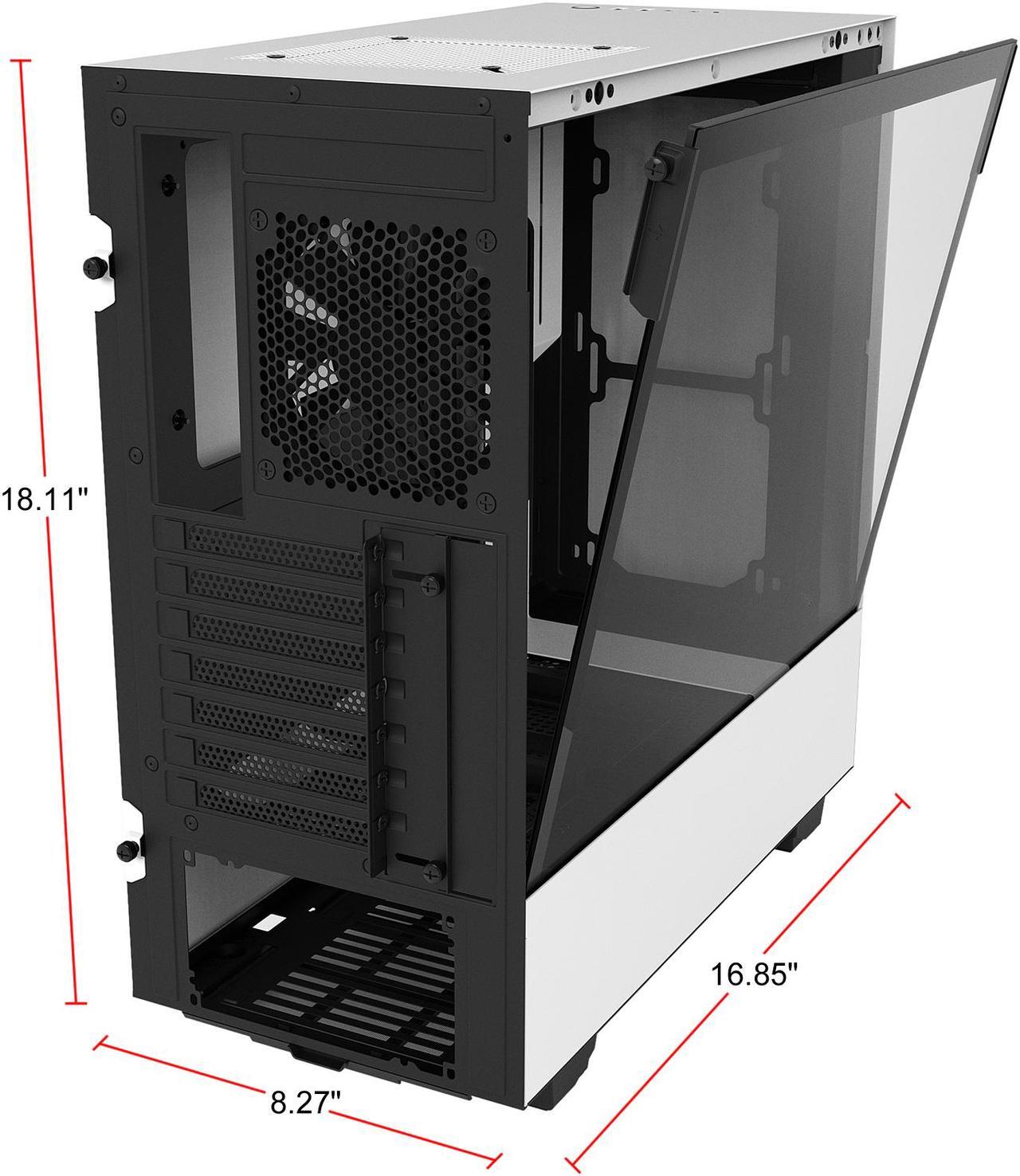 Alt view image 7 of 8 - NZXT H500 - Compact ATX Mid-Tower PC Gaming Case - Tempered Glass Panel - All-Steel Construction - Enhanced Cable Management System - Water-Cooling Ready - White/Black