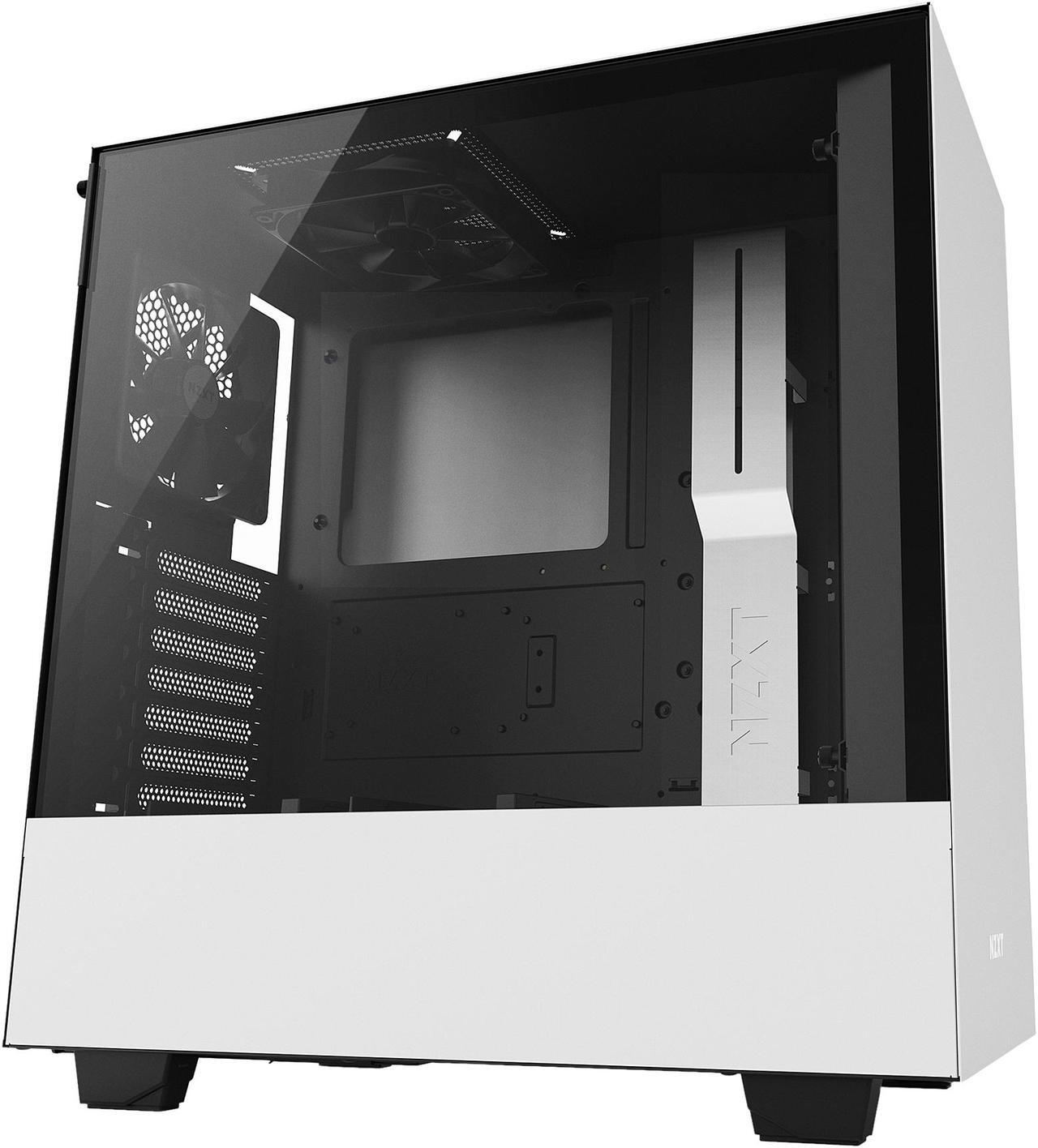 Main image of NZXT H500 - Compact ATX Mid-Tower PC Gaming Case - Tempered Glass Panel - All-Steel Construction - Enhanced Cable Management System - Water-Cooling Ready - White/Black