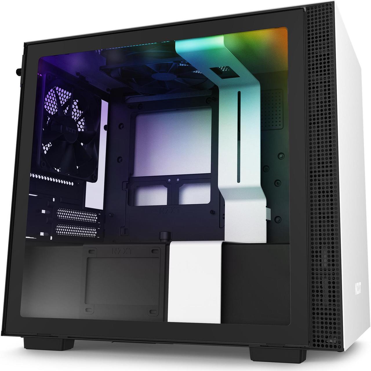 Main image of NZXT H210i - Mini-ITX PC Gaming Case - Front I/O USB Type-C Port - Tempered Glass Side Panel Cable Management - Water-Cooling Ready - Integrated RGB Lighting - Steel Construction - White/Black