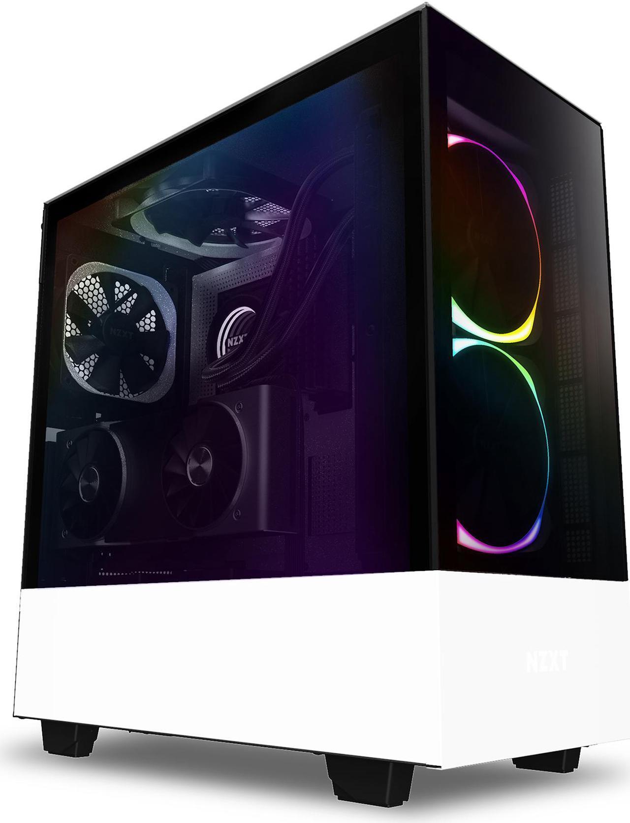 Alt view image 2 of 12 - NZXT H510 Elite - Premium Mid-Tower ATX Case PC Gaming Case - Dual-Tempered Glass Panel - Front I/O USB Type-C Port - Vertical GPU Mount - Integrated RGB Lighting - Water-Cooling Ready - White/Black, CA-H510E-W1