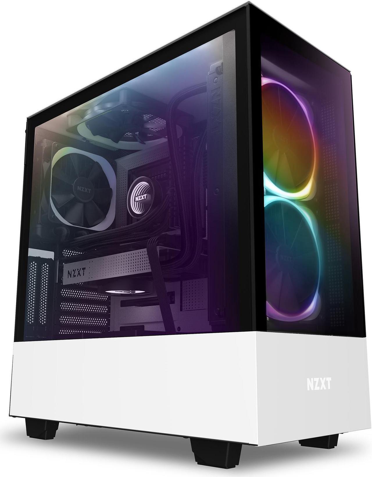 Alt view image 3 of 12 - NZXT H510 Elite - Premium Mid-Tower ATX Case PC Gaming Case - Dual-Tempered Glass Panel - Front I/O USB Type-C Port - Vertical GPU Mount - Integrated RGB Lighting - Water-Cooling Ready - White/Black, CA-H510E-W1