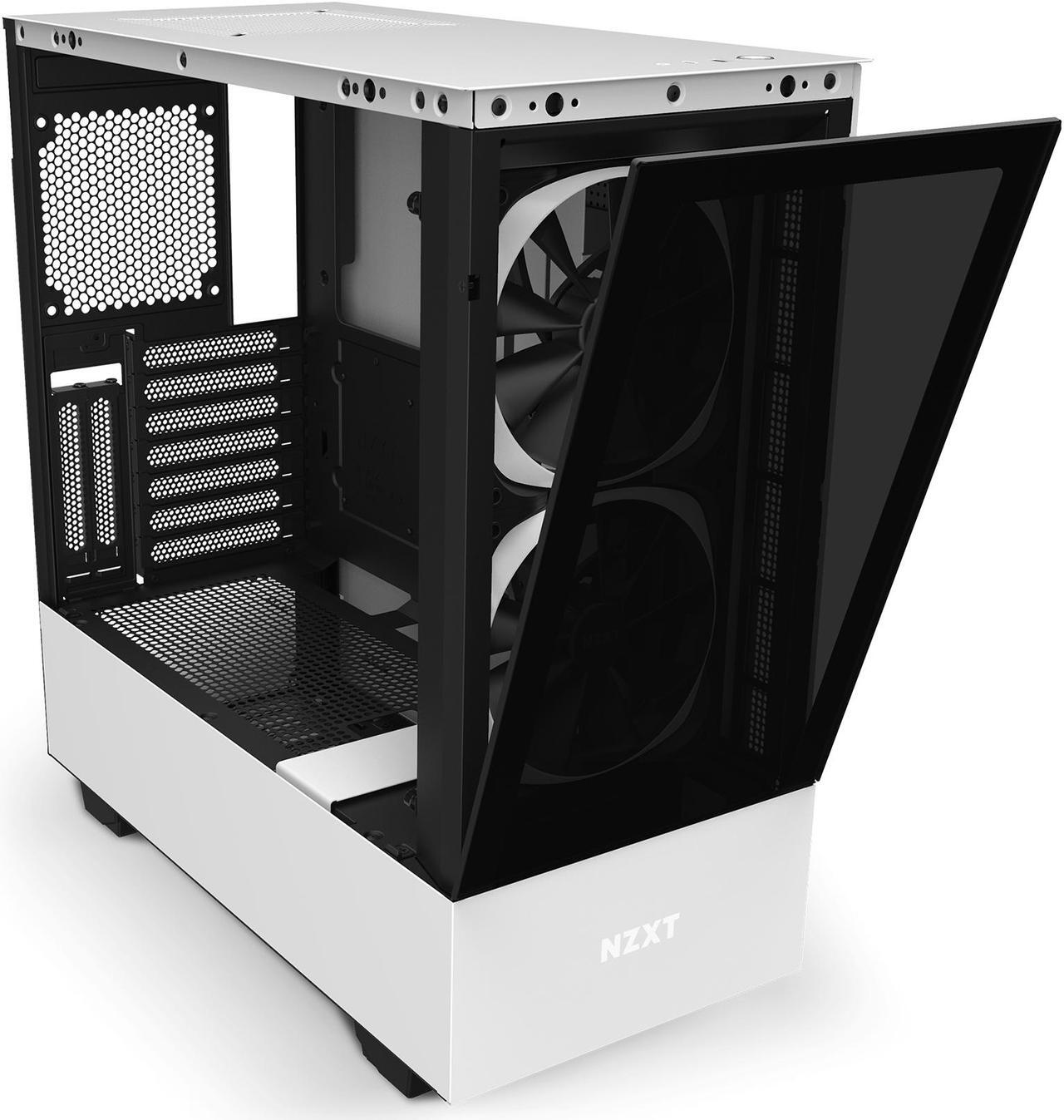 Alt view image 8 of 12 - NZXT H510 Elite - Premium Mid-Tower ATX Case PC Gaming Case - Dual-Tempered Glass Panel - Front I/O USB Type-C Port - Vertical GPU Mount - Integrated RGB Lighting - Water-Cooling Ready - White/Black, CA-H510E-W1