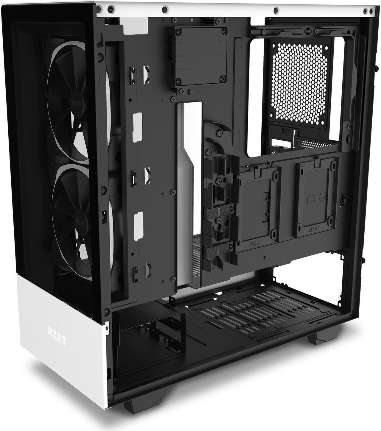 Alt view image 9 of 12 - NZXT H510 Elite - Premium Mid-Tower ATX Case PC Gaming Case - Dual-Tempered Glass Panel - Front I/O USB Type-C Port - Vertical GPU Mount - Integrated RGB Lighting - Water-Cooling Ready - White/Black, CA-H510E-W1