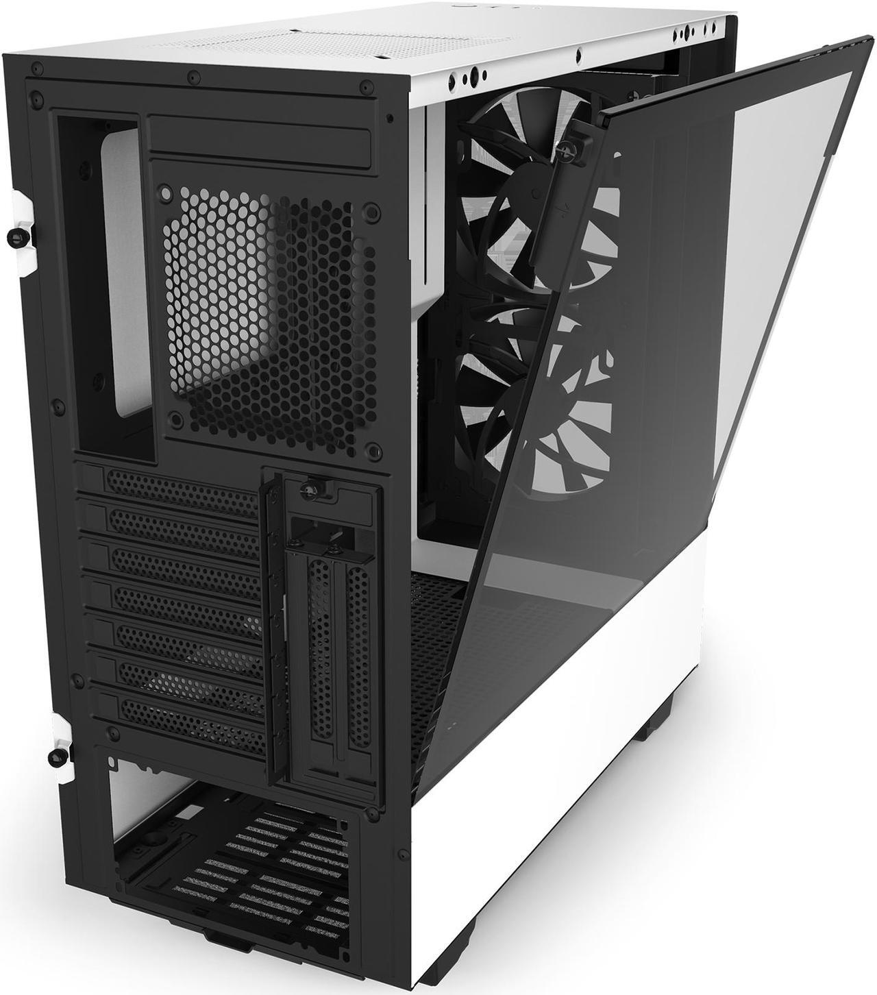 Alt view image 11 of 12 - NZXT H510 Elite - Premium Mid-Tower ATX Case PC Gaming Case - Dual-Tempered Glass Panel - Front I/O USB Type-C Port - Vertical GPU Mount - Integrated RGB Lighting - Water-Cooling Ready - White/Black, CA-H510E-W1