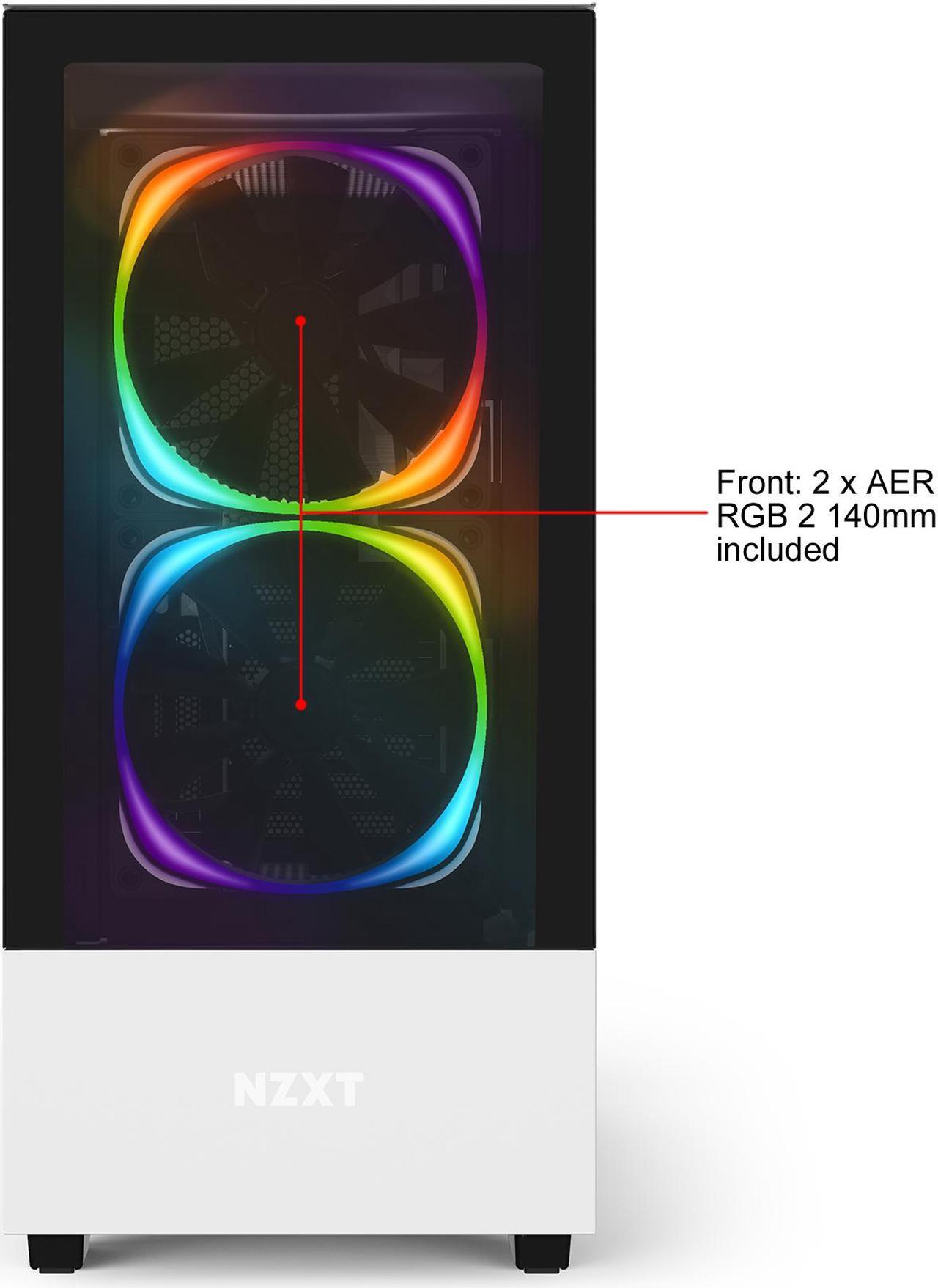 Alt view image 7 of 12 - NZXT H510 Elite - Premium Mid-Tower ATX Case PC Gaming Case - Dual-Tempered Glass Panel - Front I/O USB Type-C Port - Vertical GPU Mount - Integrated RGB Lighting - Water-Cooling Ready - White/Black, CA-H510E-W1