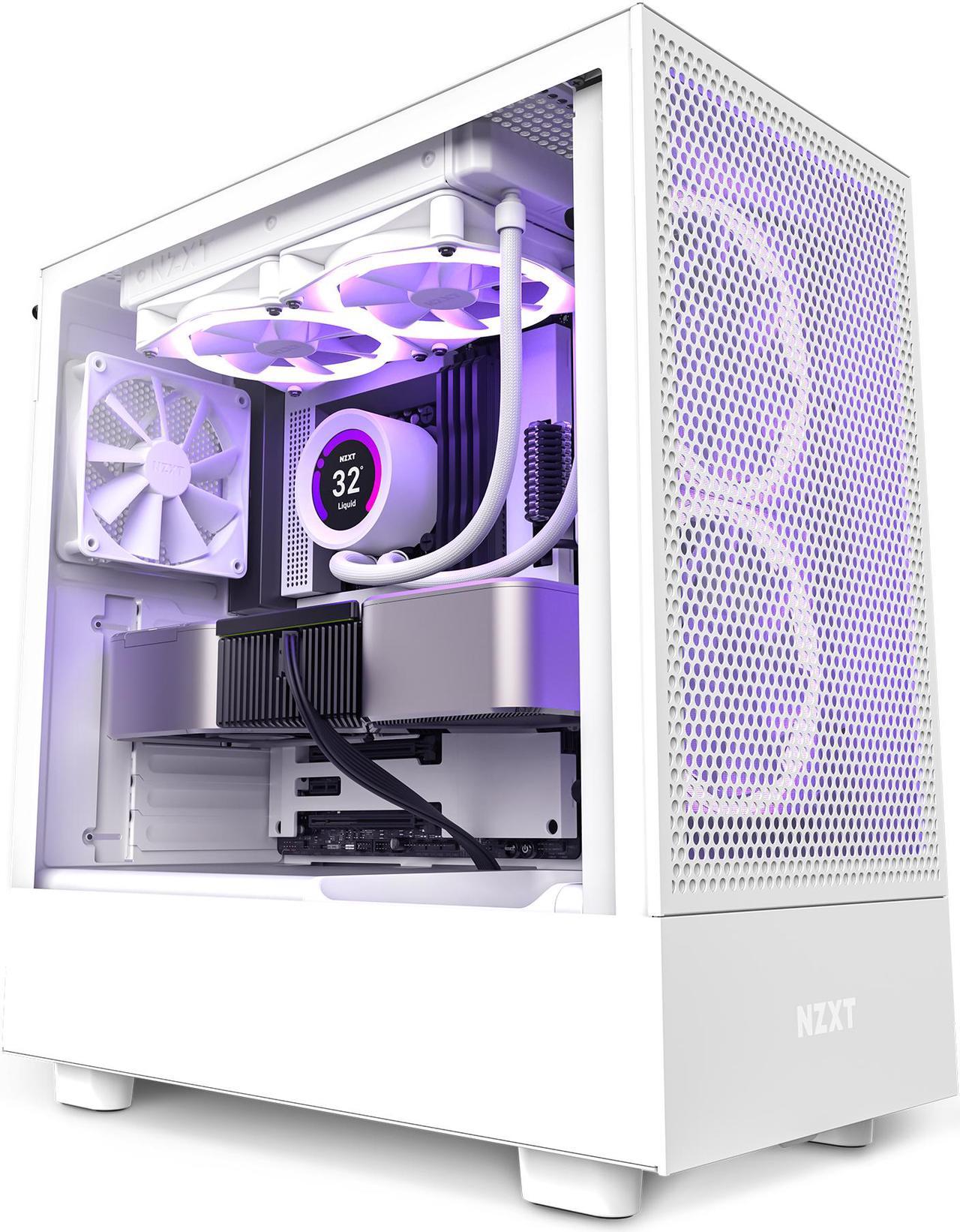 NZXT H5 Flow - All White CC-H51FW-01 White SGCC Steel, Tempered Glass ATX, Micro-ATX, mini-ITX Computer Cases