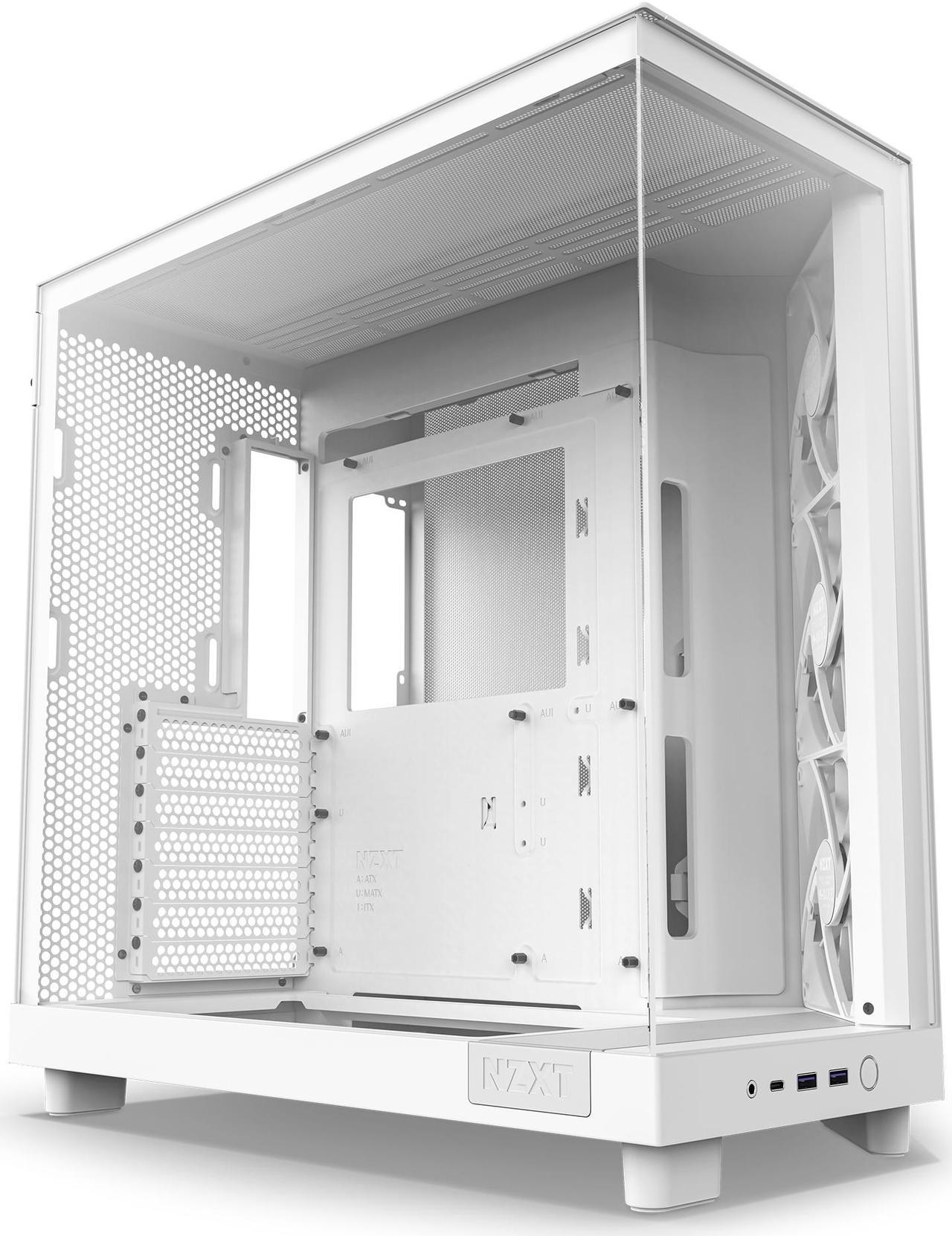 NZXT H6 FLOW Compact Dual-Chamber Mid-Tower Airflow Case, White, CC-H61FW-01