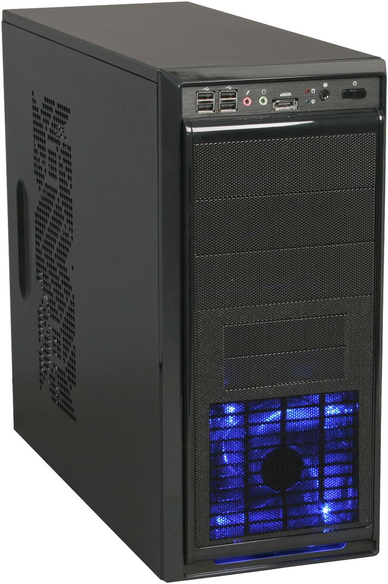 Main image of Rosewill ATX Mid Tower Computer Case, Blue LED Fan, Black Steel & Plastic - BLACKBONE