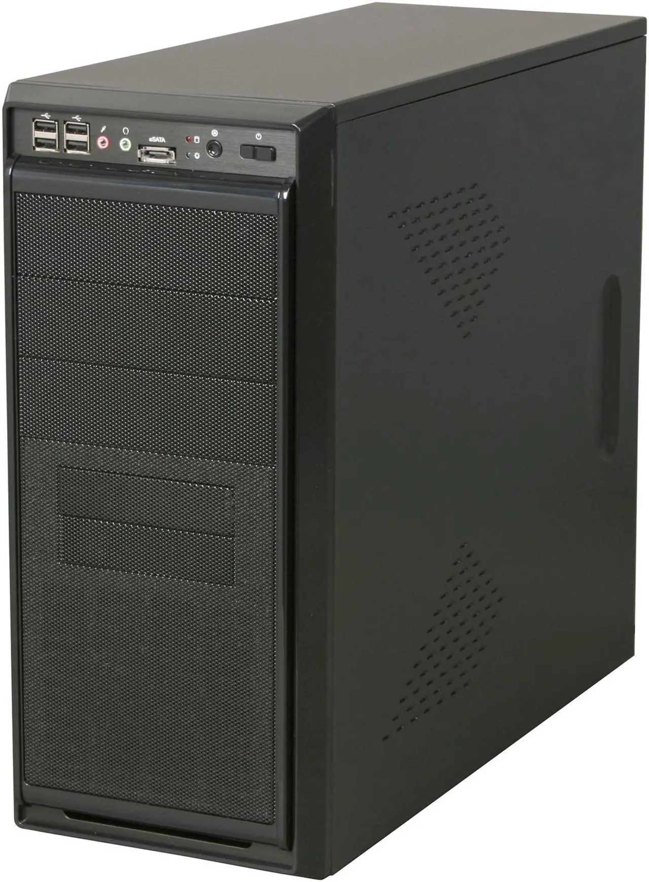 Alt view image 3 of 9 - Rosewill ATX Mid Tower Computer Case, Blue LED Fan, Black Steel & Plastic - BLACKBONE