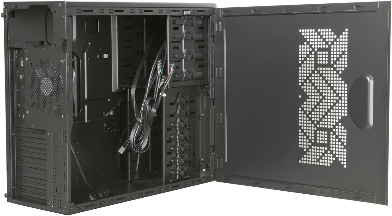 Alt view image 5 of 9 - Rosewill ATX Mid Tower Computer Case, Blue LED Fan, Black Steel & Plastic - BLACKBONE