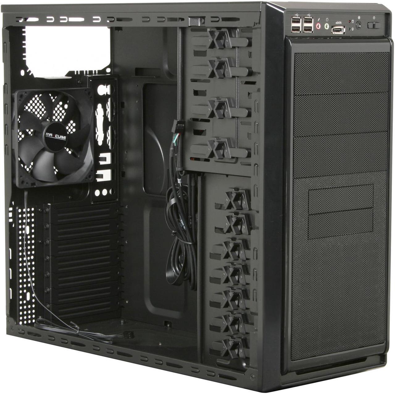 Alt view image 7 of 9 - Rosewill ATX Mid Tower Computer Case, Blue LED Fan, Black Steel & Plastic - BLACKBONE