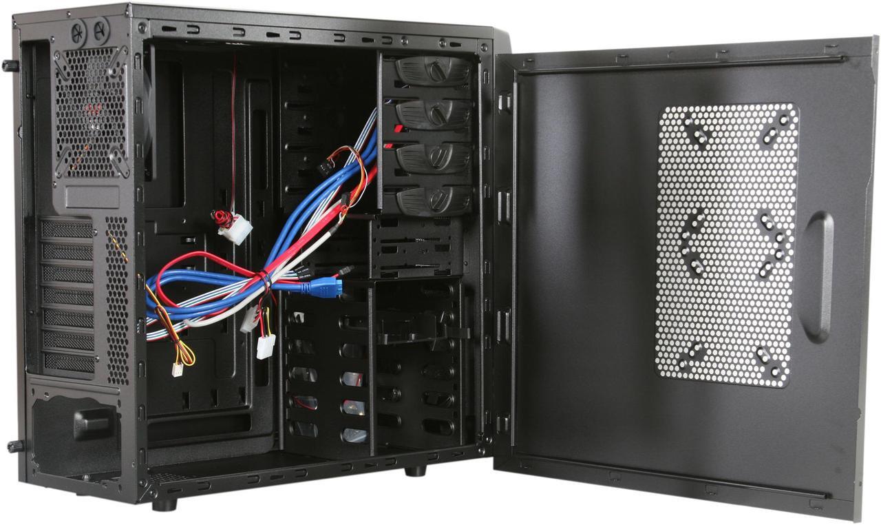 Alt view image 5 of 10 - Rosewill - Black Gaming ATX Mid Tower Computer Case - Dual Front Mounted USB 3.0 Ports, Three Preinstalled Fans: 1 x Front Blue LED 120mm Fan, 1 x Top 140mm Fan, 1 x Rear 120mm Fan - CHALLENGER-U3