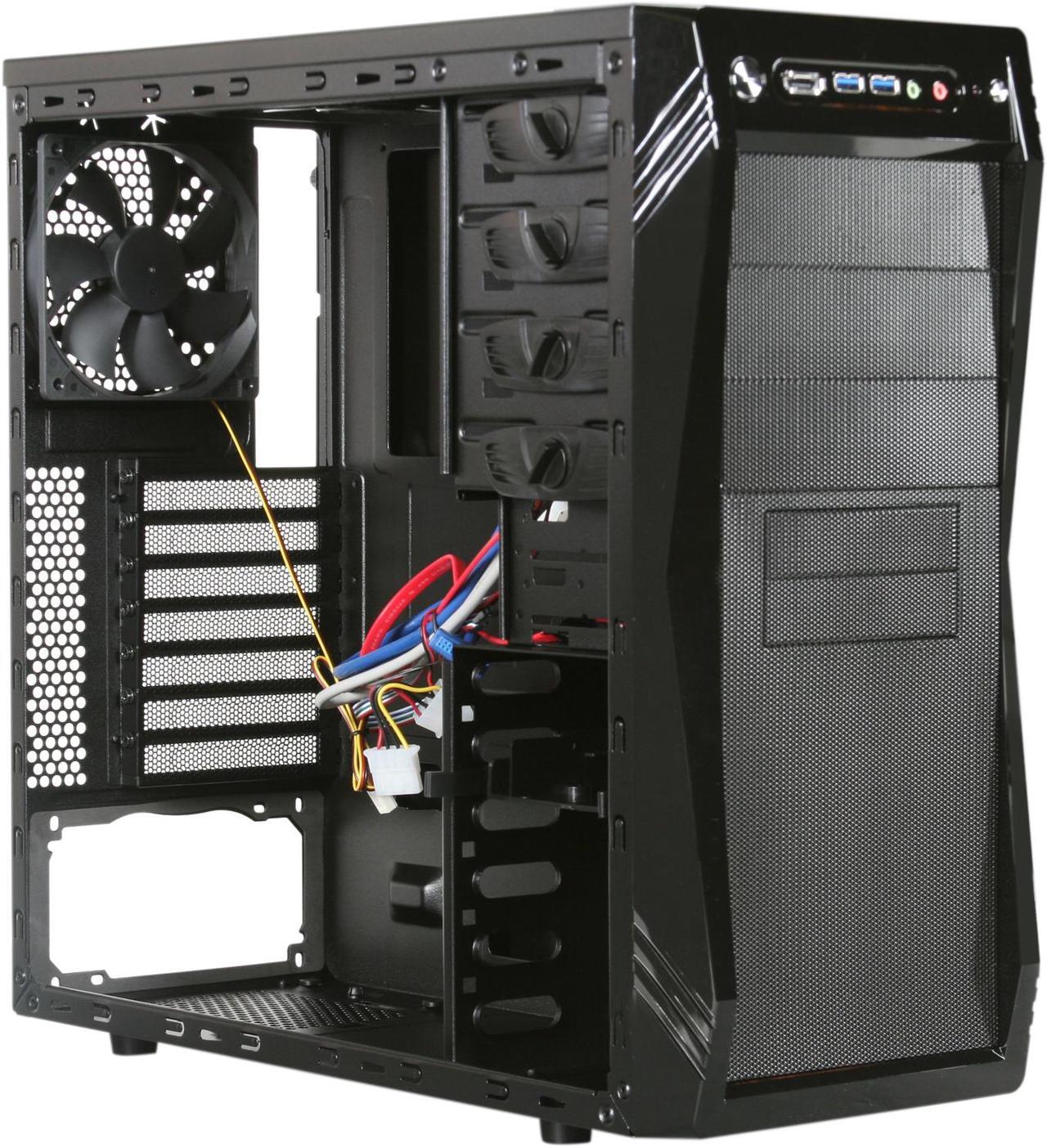 Alt view image 7 of 10 - Rosewill - Black Gaming ATX Mid Tower Computer Case - Dual Front Mounted USB 3.0 Ports, Three Preinstalled Fans: 1 x Front Blue LED 120mm Fan, 1 x Top 140mm Fan, 1 x Rear 120mm Fan - CHALLENGER-U3