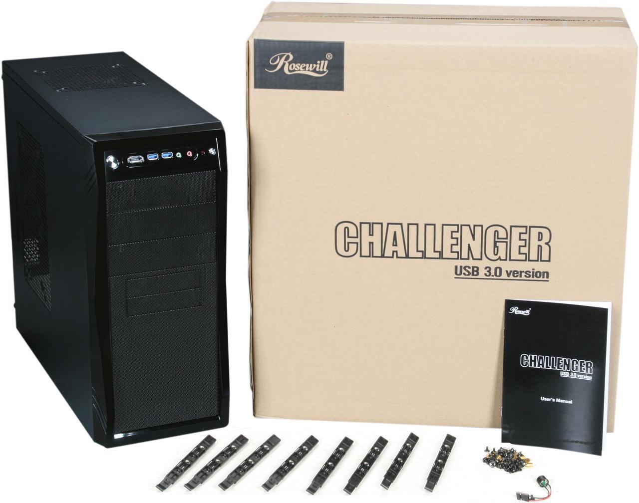 Alt view image 10 of 10 - Rosewill - Black Gaming ATX Mid Tower Computer Case - Dual Front Mounted USB 3.0 Ports, Three Preinstalled Fans: 1 x Front Blue LED 120mm Fan, 1 x Top 140mm Fan, 1 x Rear 120mm Fan - CHALLENGER-U3