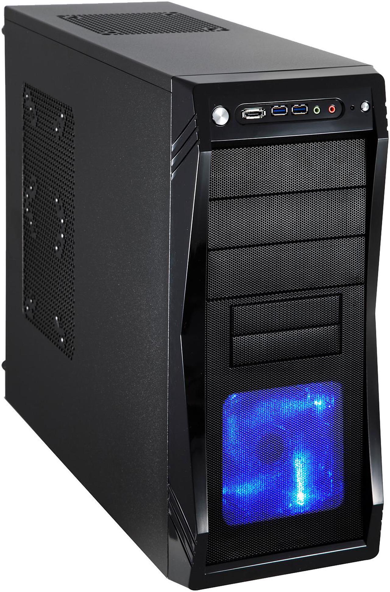 Main image of Rosewill - Black Gaming ATX Mid Tower Computer Case - Dual Front Mounted USB 3.0 Ports, Three Preinstalled Fans: 1 x Front Blue LED 120mm Fan, 1 x Top 140mm Fan, 1 x Rear 120mm Fan - CHALLENGER-U3