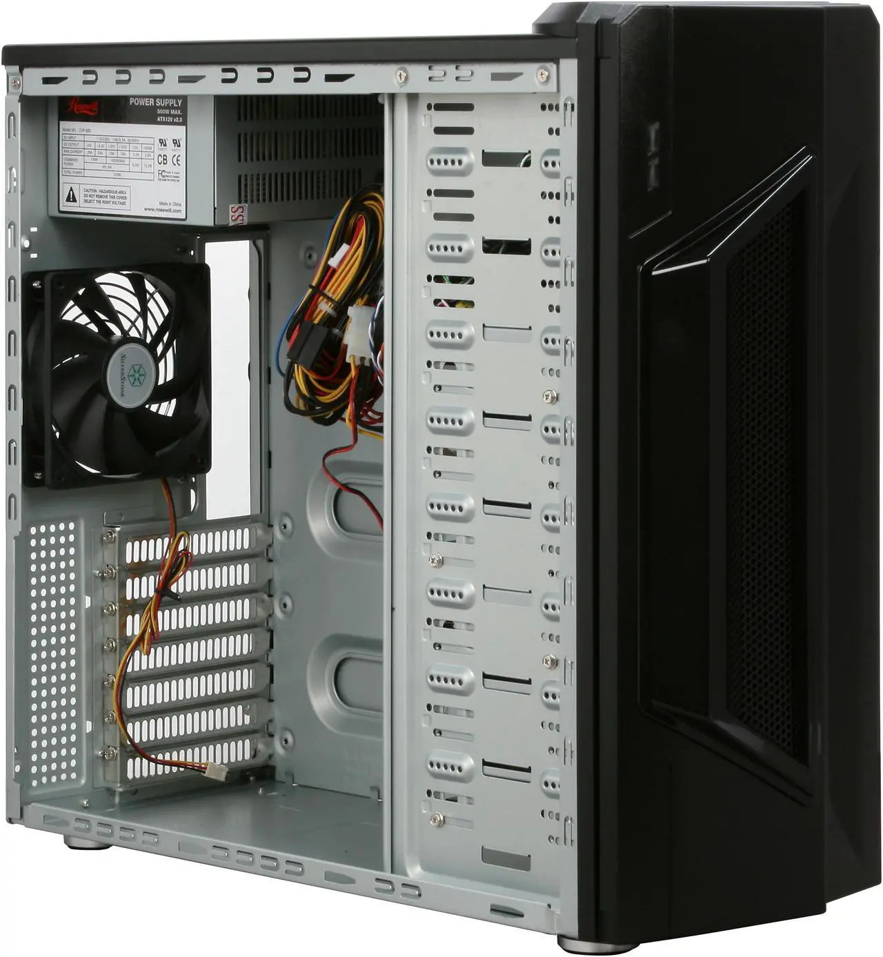 Alt view image 10 of 16 - Rosewill Conqueror RPS-01-WB500P Triple 120mm Fans Steel ATX Mid tower Computer Case with 500W Power Supply