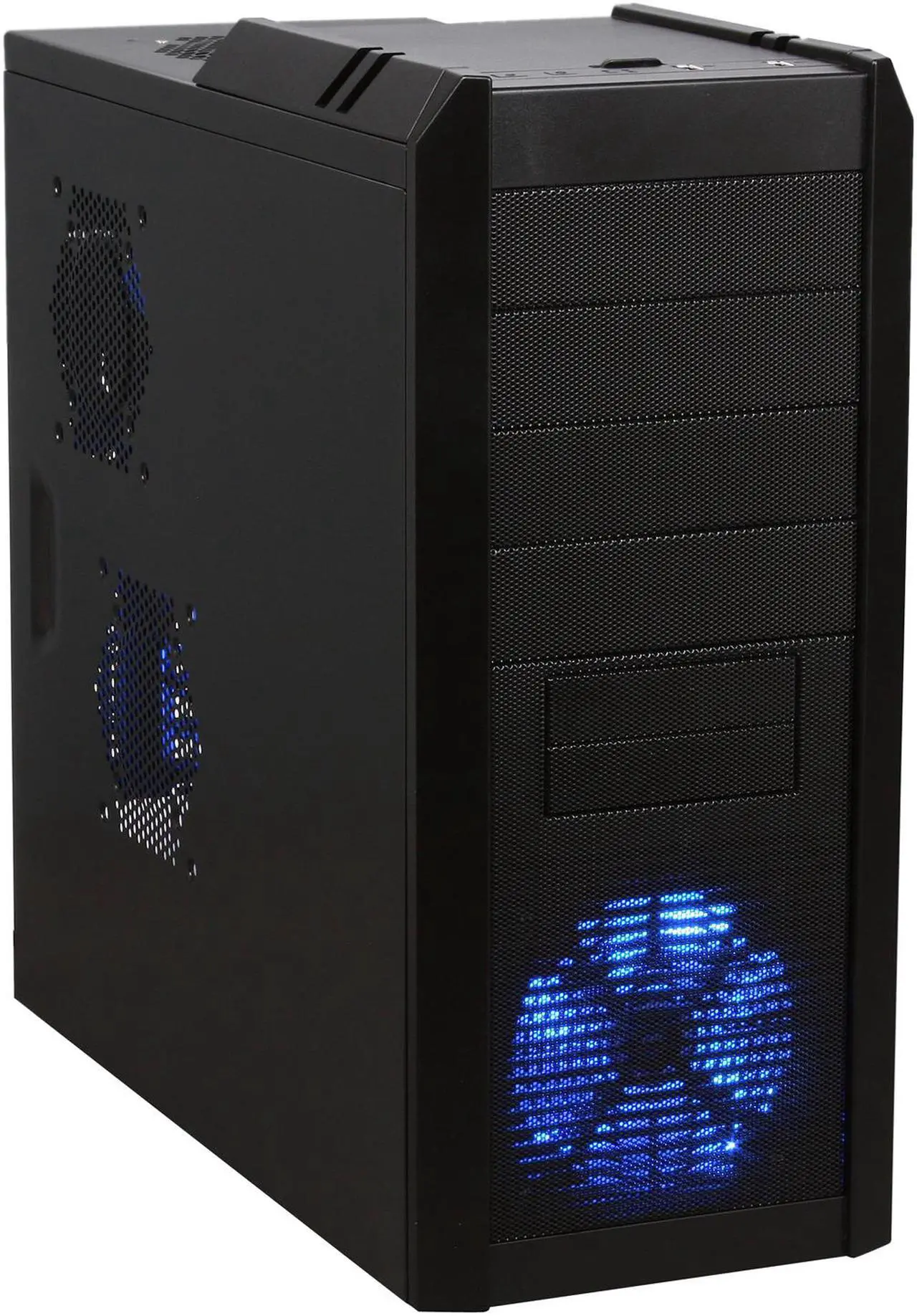 Alt view image 2 of 12 - Rosewill Smart One ATX Mid Tower Computer Case, Black interior, comes with three Fans-1x Front Blue LED 120mm Fan, 1x Rear 120mm Fan, 1x Top 120mm Fan, Option Fans-2x Side 120mm Fan