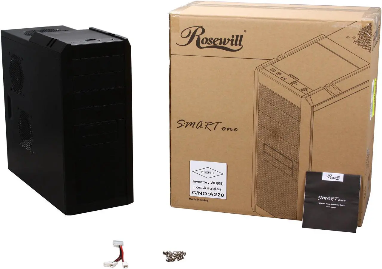 Alt view image 12 of 12 - Rosewill Smart One ATX Mid Tower Computer Case, Black interior, comes with three Fans-1x Front Blue LED 120mm Fan, 1x Rear 120mm Fan, 1x Top 120mm Fan, Option Fans-2x Side 120mm Fan