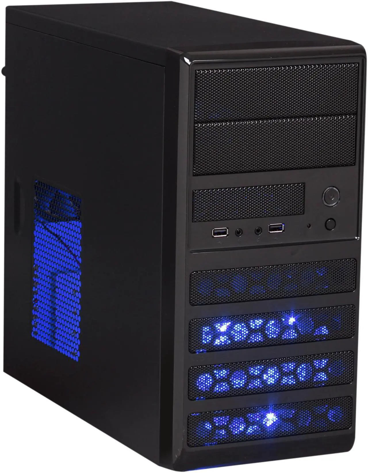 Alt view image 3 of 11 - Rosewill RANGER-M Dual-Fan Micro ATX Mini Tower Gaming Computer Case with Blue LED Lighting