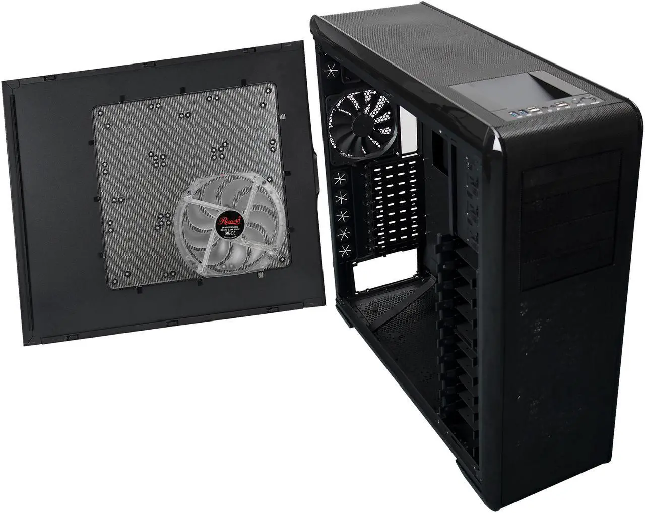 Alt view image 9 of 10 - Rosewill Full Tower Gaming Computer Case, support up to HPTX MB, Support Dual PSU, come with 8 cooling Fans - BlackHawk-Ultra