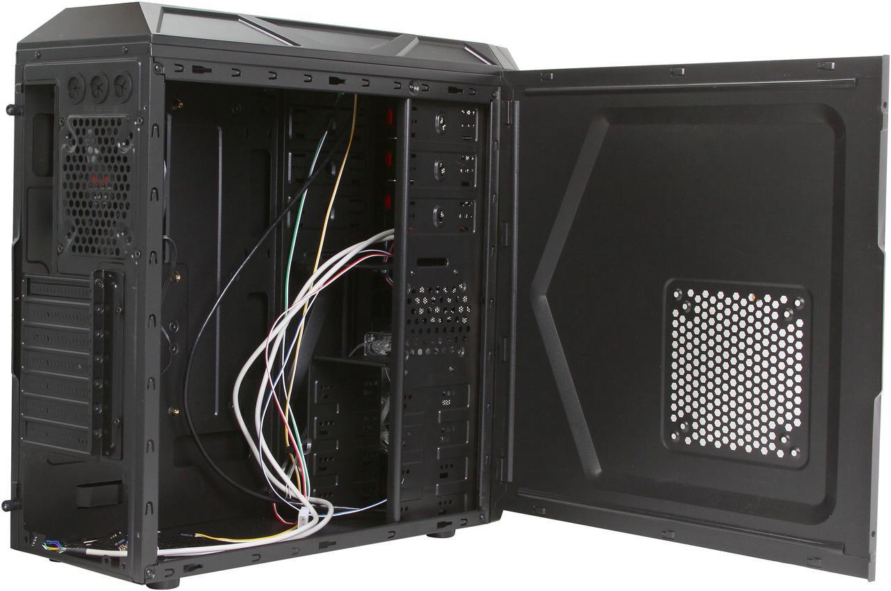 Alt view image 5 of 10 - Rosewill - Black Gaming ATX Mid Tower Computer Case - Top-Mounted USB 3.0 Port, Three Fans Included - 1 x Front Blue LED 120mm, 1 x Rear 120mm, 1 x Top 120mm - Galaxy-02