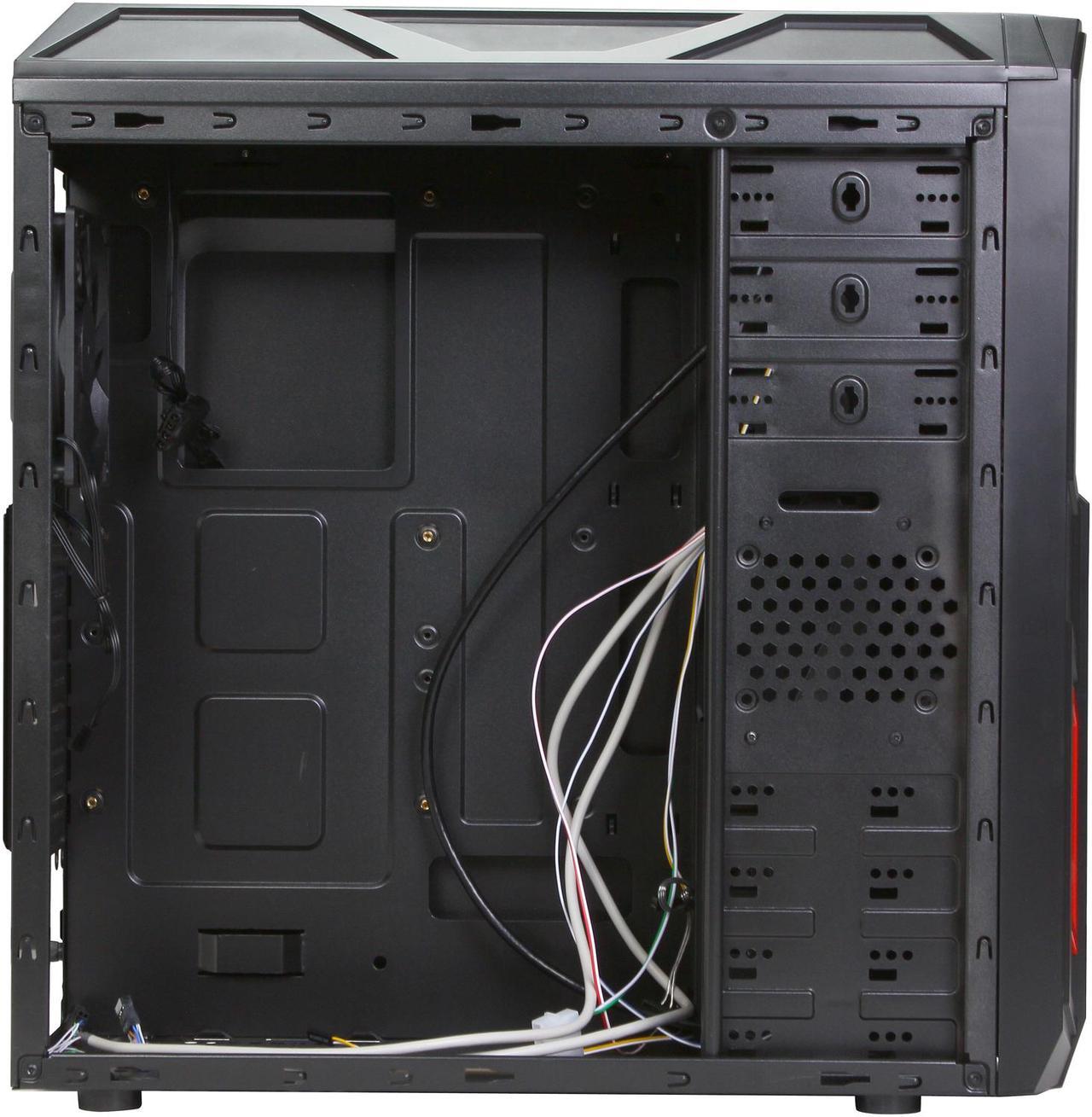 Alt view image 6 of 10 - Rosewill - Black Gaming ATX Mid Tower Computer Case - Top-Mounted USB 3.0 Port, Three Fans Included - 1 x Front Blue LED 120mm, 1 x Rear 120mm, 1 x Top 120mm - Galaxy-02