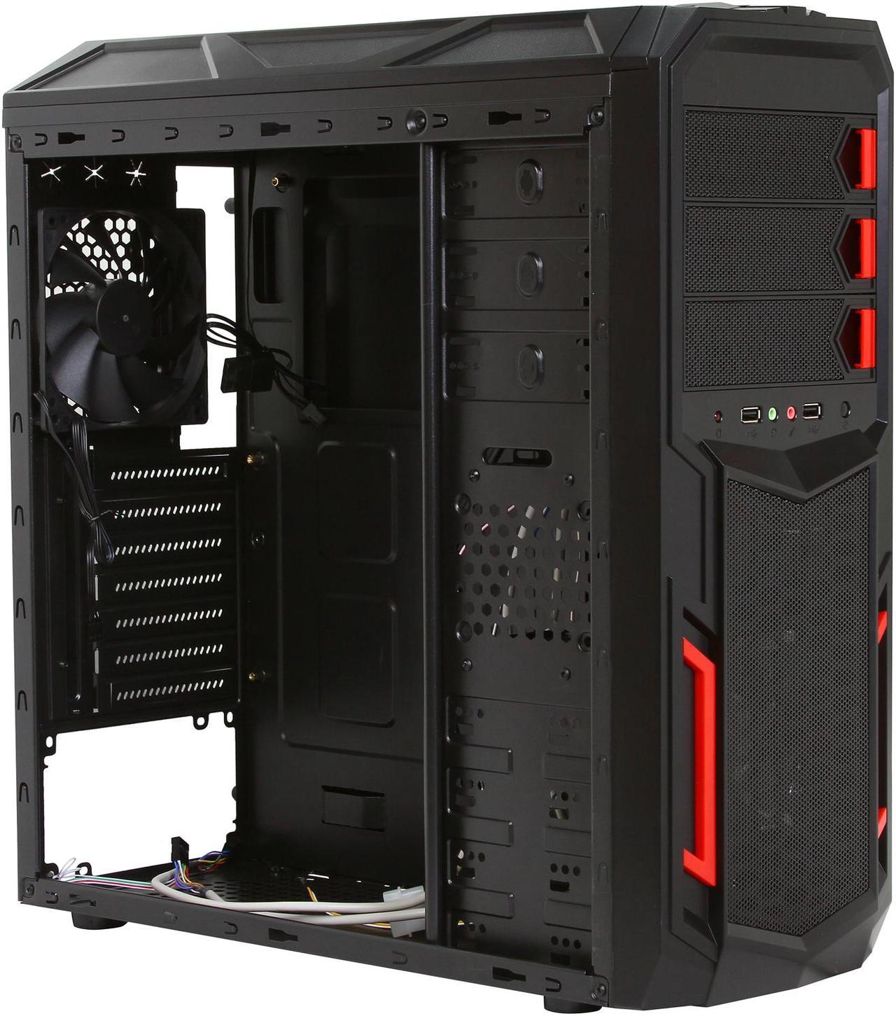 Alt view image 7 of 10 - Rosewill - Black Gaming ATX Mid Tower Computer Case - Top-Mounted USB 3.0 Port, Three Fans Included - 1 x Front Blue LED 120mm, 1 x Rear 120mm, 1 x Top 120mm - Galaxy-02
