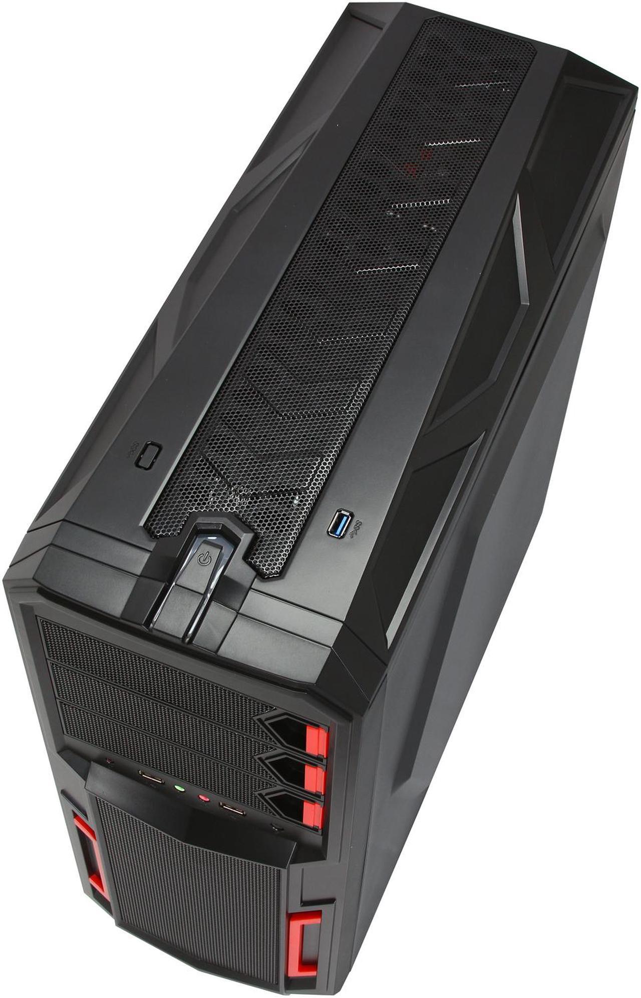 Alt view image 8 of 10 - Rosewill - Black Gaming ATX Mid Tower Computer Case - Top-Mounted USB 3.0 Port, Three Fans Included - 1 x Front Blue LED 120mm, 1 x Rear 120mm, 1 x Top 120mm - Galaxy-02