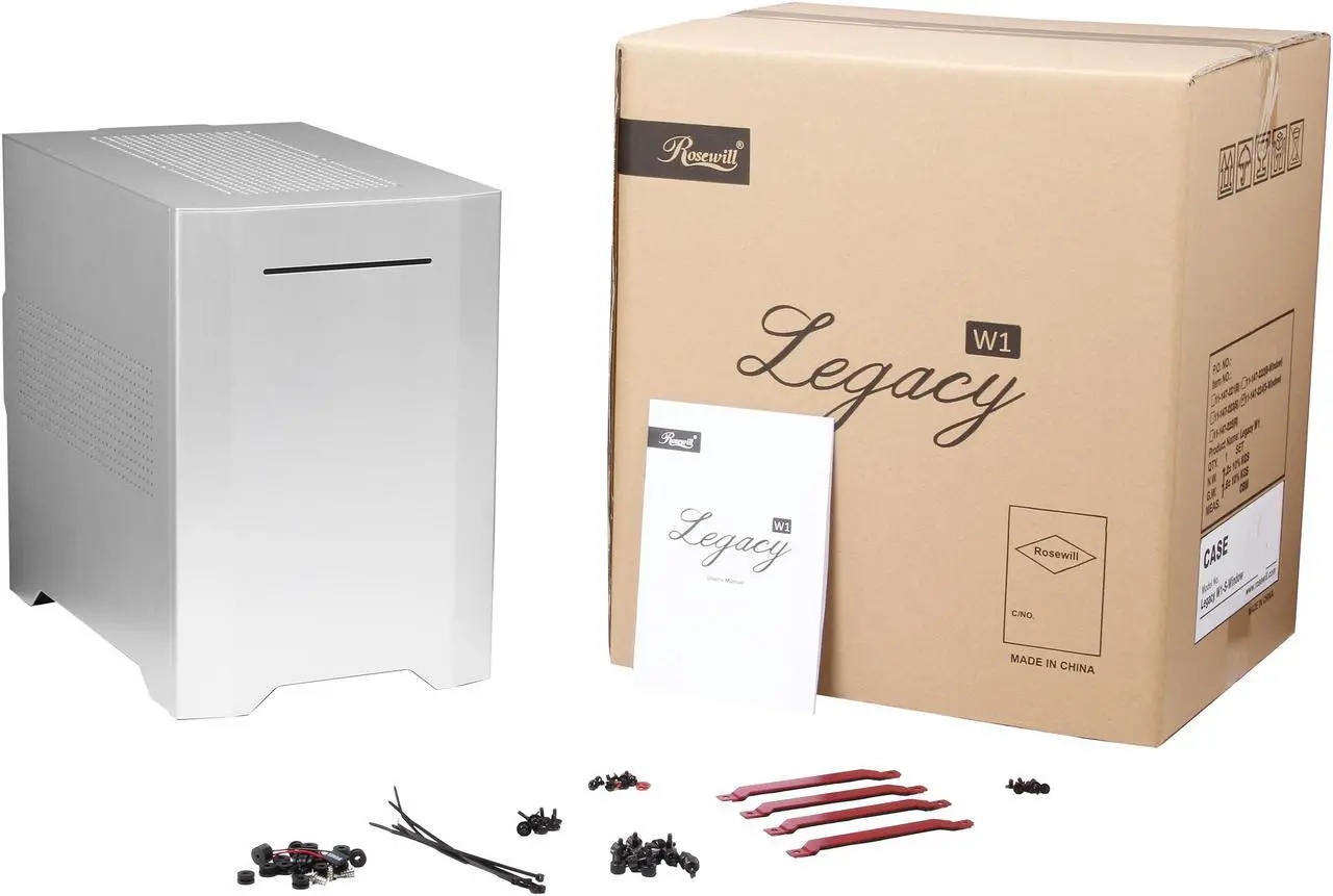 Alt view image 9 of 9 - Rosewill Legacy W1-S - Window, Silver Aluminum & Steel Mini-ITX Tower Dual-Fan Computer Case