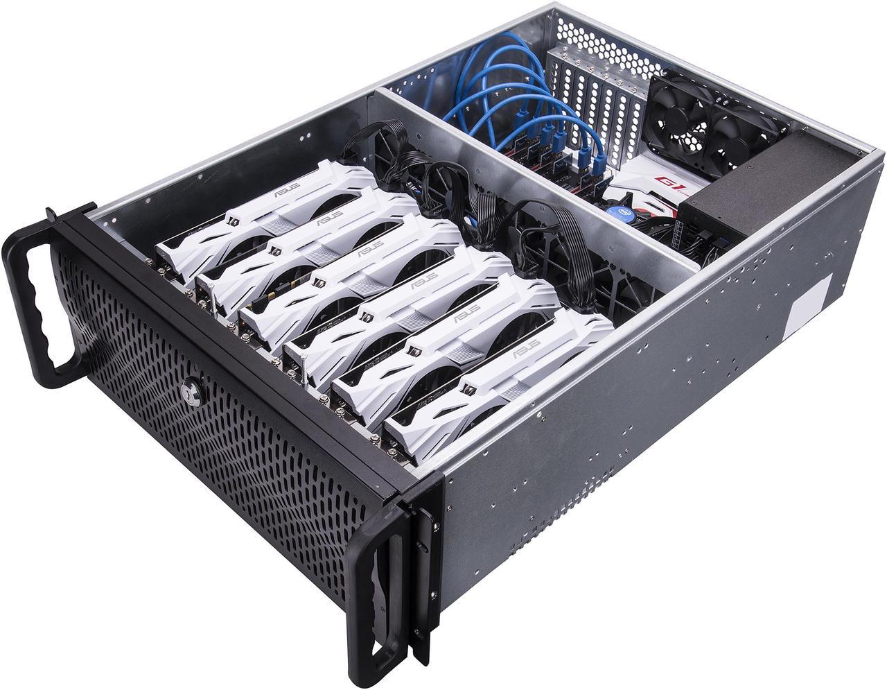 Rosewill Server Chassis, Server Case, Rackmount Case for Bitcoin Mining; 4U Metal Rack Mount Bitcoin Miner for 6 GPU; Solution for Building a Mining Rig (RSV-L4000B)