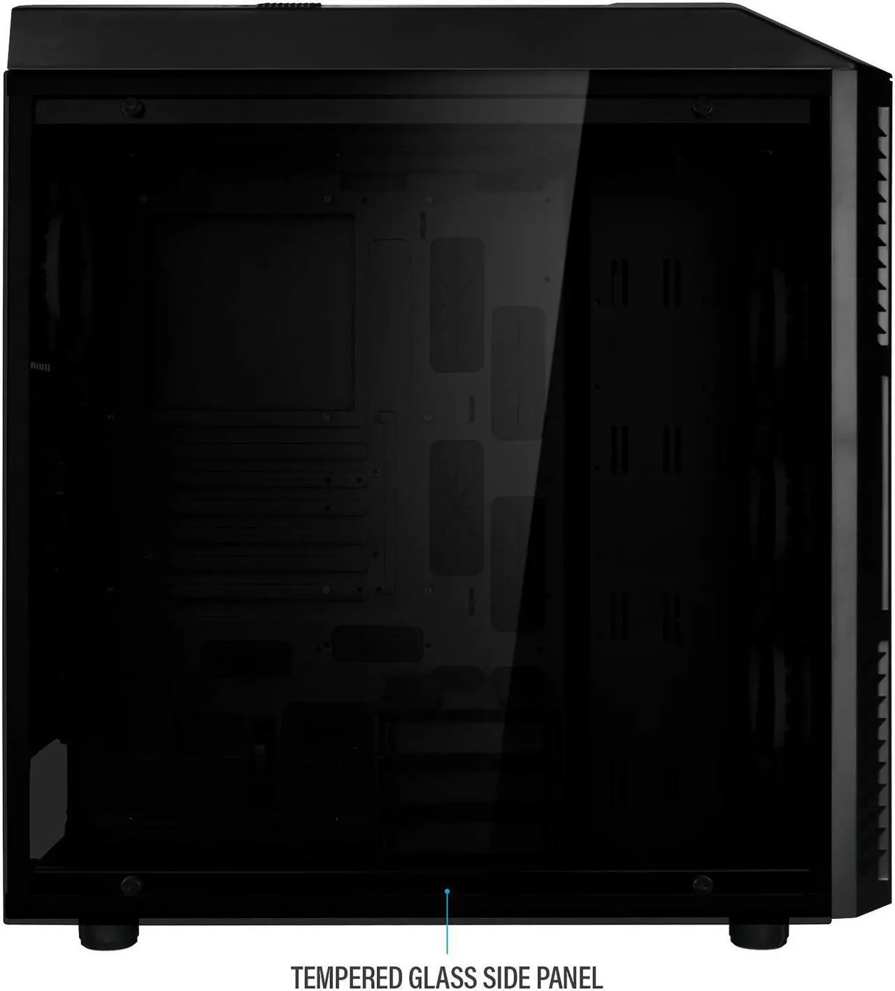 Alt view image 4 of 11 - Rosewill ATX Full Tower Gaming PC Computer Case with Dual Ring RGB LED Fans, E-ATX Support, Tempered Glass/Steel, User-Controlled Top Fins/Fan Vents - NIGHTHAWK Z-RGB