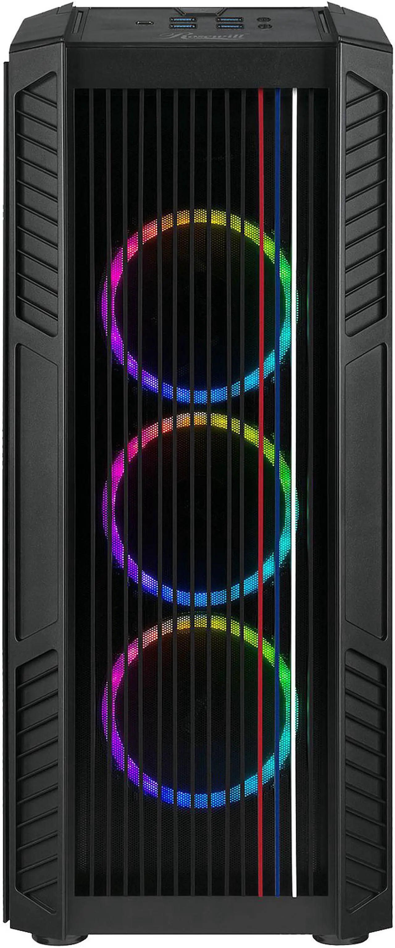 Alt view image 2 of 11 - Rosewill ATX Full Tower Gaming PC Computer Case with Dual Ring RGB LED Fans, E-ATX Support, Tempered Glass/Steel, User-Controlled Top Fins/Fan Vents - NIGHTHAWK Z-RGB