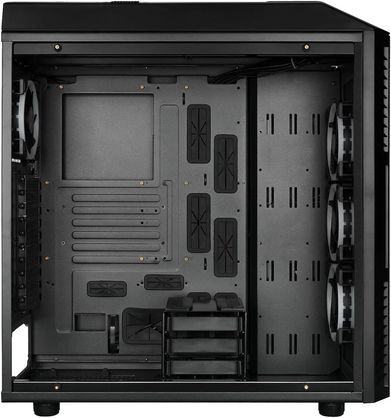 Alt view image 5 of 11 - Rosewill ATX Full Tower Gaming PC Computer Case with Dual Ring RGB LED Fans, E-ATX Support, Tempered Glass/Steel, User-Controlled Top Fins/Fan Vents - NIGHTHAWK Z-RGB