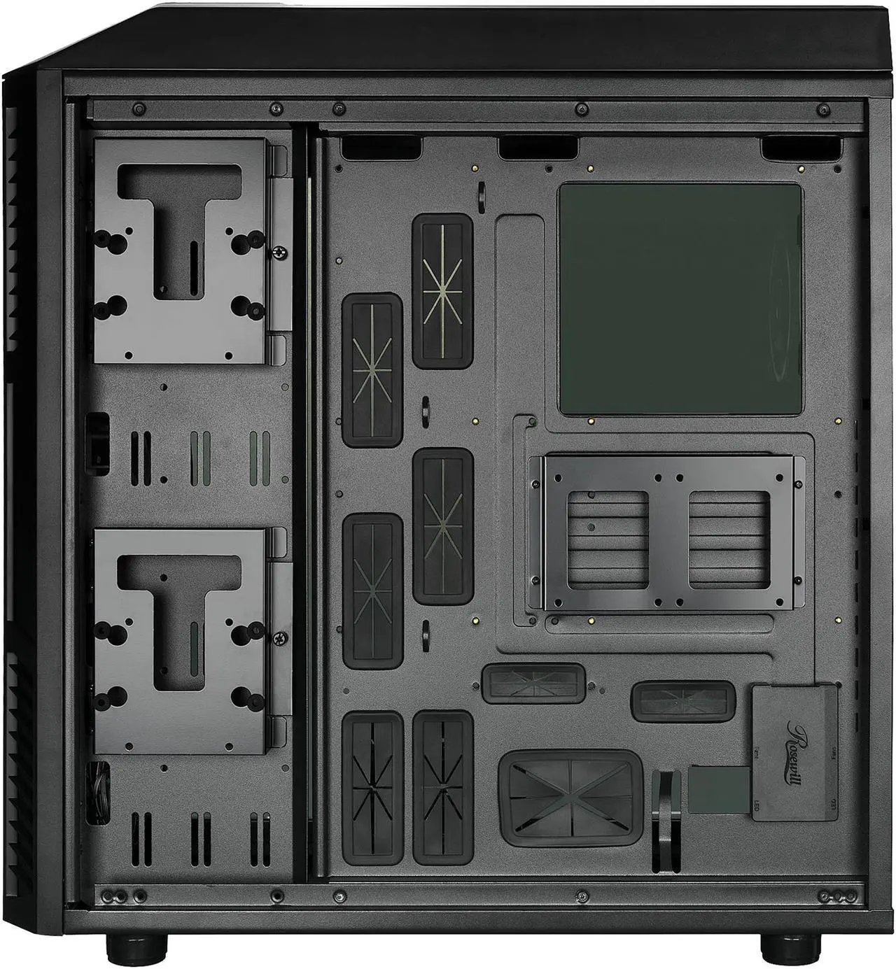 Alt view image 6 of 11 - Rosewill ATX Full Tower Gaming PC Computer Case with Dual Ring RGB LED Fans, E-ATX Support, Tempered Glass/Steel, User-Controlled Top Fins/Fan Vents - NIGHTHAWK Z-RGB