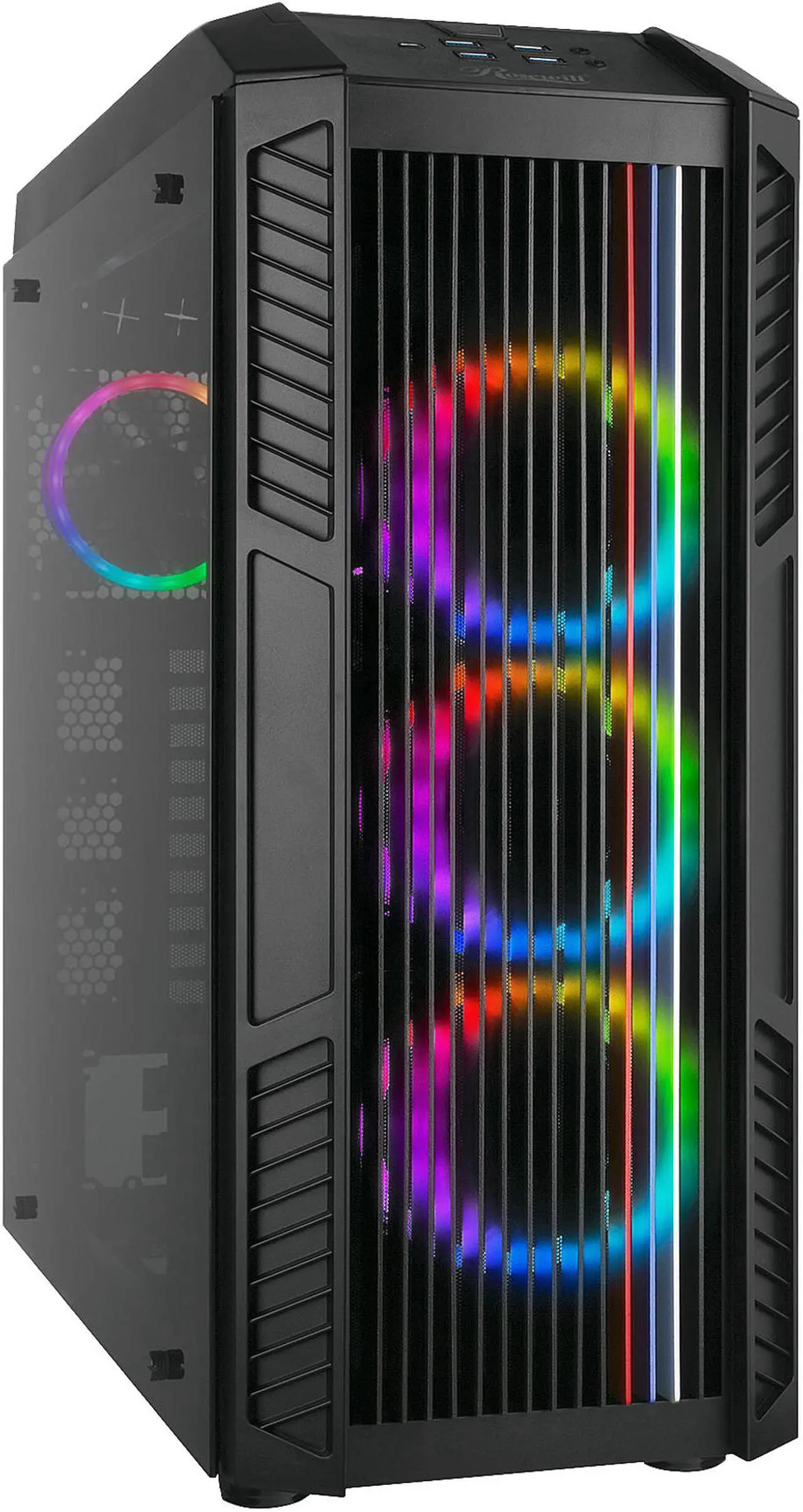 Main image of Rosewill ATX Full Tower Gaming PC Computer Case with Dual Ring RGB LED Fans, E-ATX Support, Tempered Glass/Steel, User-Controlled Top Fins/Fan Vents - NIGHTHAWK Z-RGB
