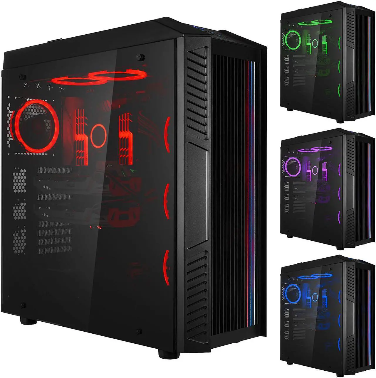 Alt view image 11 of 11 - Rosewill ATX Full Tower Gaming PC Computer Case with Dual Ring RGB LED Fans, E-ATX Support, Tempered Glass/Steel, User-Controlled Top Fins/Fan Vents - NIGHTHAWK Z-RGB