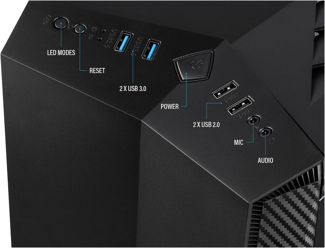 Alt view image 9 of 10 - Rosewill ATX Mid Tower Gaming PC Computer Case with RGB Fan & LED Light Strip, 240mm AIO up to 360mm Support, Bottom Mount PSU & HDD/SSD, Tempered Glass & Black Steel - ZIRCON M