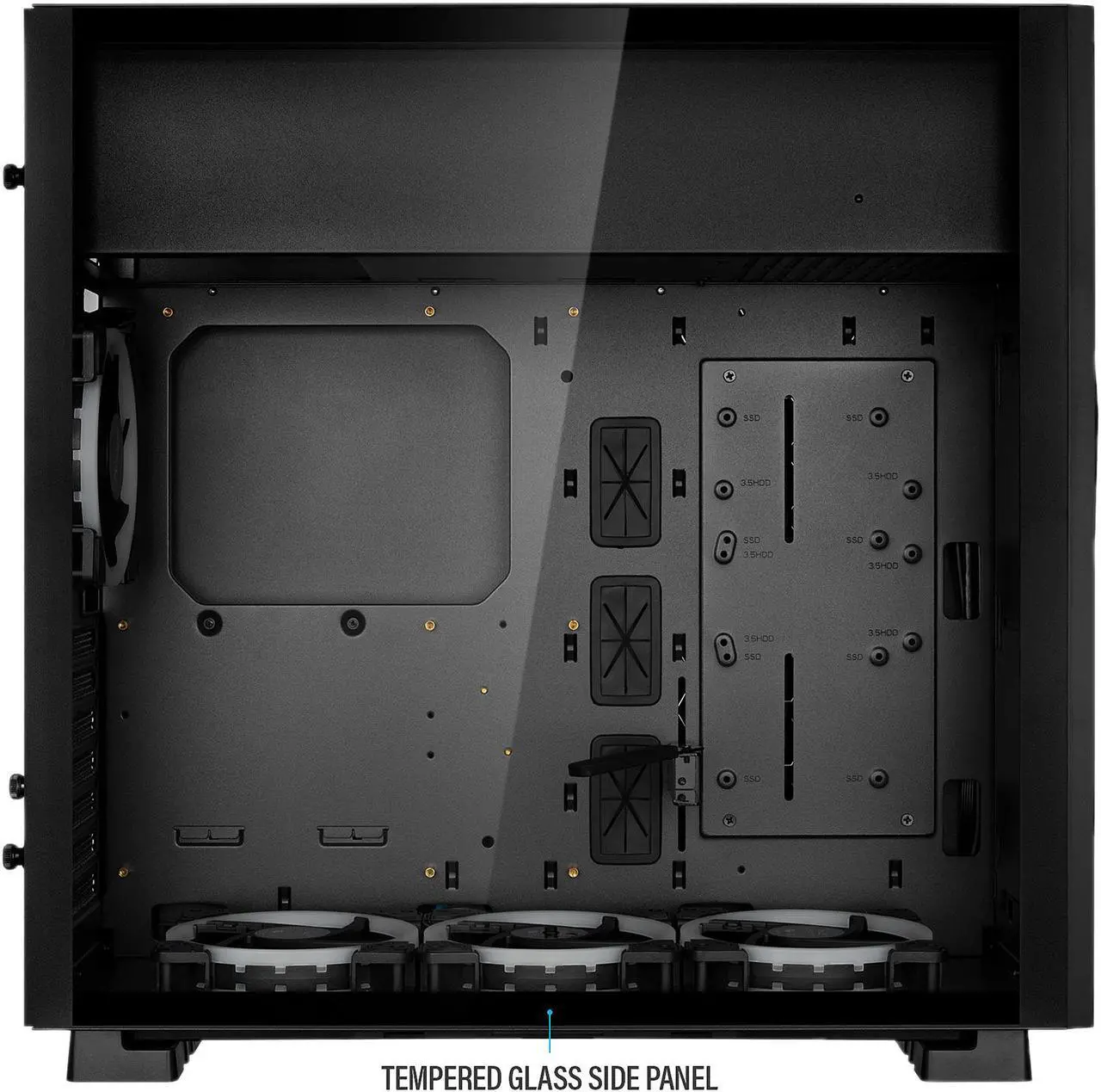 Alt view image 3 of 10 - Rosewill - PRISM S-BLACK ATX Mid Tower Gaming PC Computer Case with RGB Software Sync Dual Ring RGB LED Fans, 240mm AIO Support, EATX Support, Top Mount PSU & HDD/SSD, Tempered Glass & Black Steel