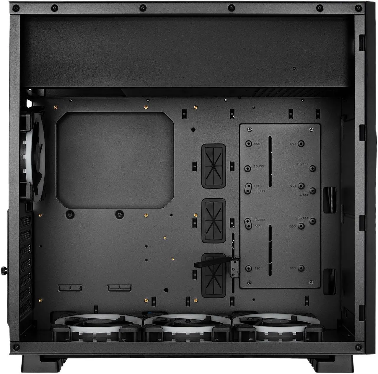 Alt view image 4 of 10 - Rosewill - PRISM S-BLACK ATX Mid Tower Gaming PC Computer Case with RGB Software Sync Dual Ring RGB LED Fans, 240mm AIO Support, EATX Support, Top Mount PSU & HDD/SSD, Tempered Glass & Black Steel