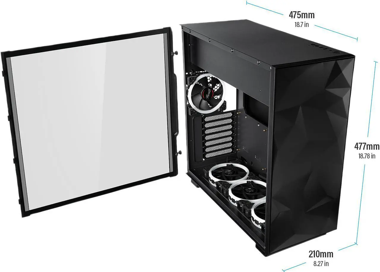 Alt view image 7 of 10 - Rosewill - PRISM S-BLACK ATX Mid Tower Gaming PC Computer Case with RGB Software Sync Dual Ring RGB LED Fans, 240mm AIO Support, EATX Support, Top Mount PSU & HDD/SSD, Tempered Glass & Black Steel