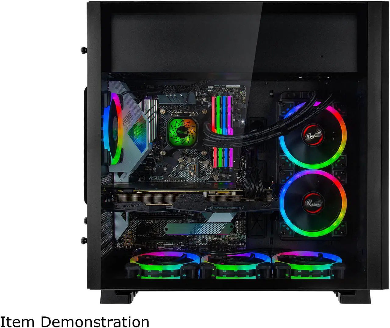 Alt view image 9 of 10 - Rosewill - PRISM S-BLACK ATX Mid Tower Gaming PC Computer Case with RGB Software Sync Dual Ring RGB LED Fans, 240mm AIO Support, EATX Support, Top Mount PSU & HDD/SSD, Tempered Glass & Black Steel