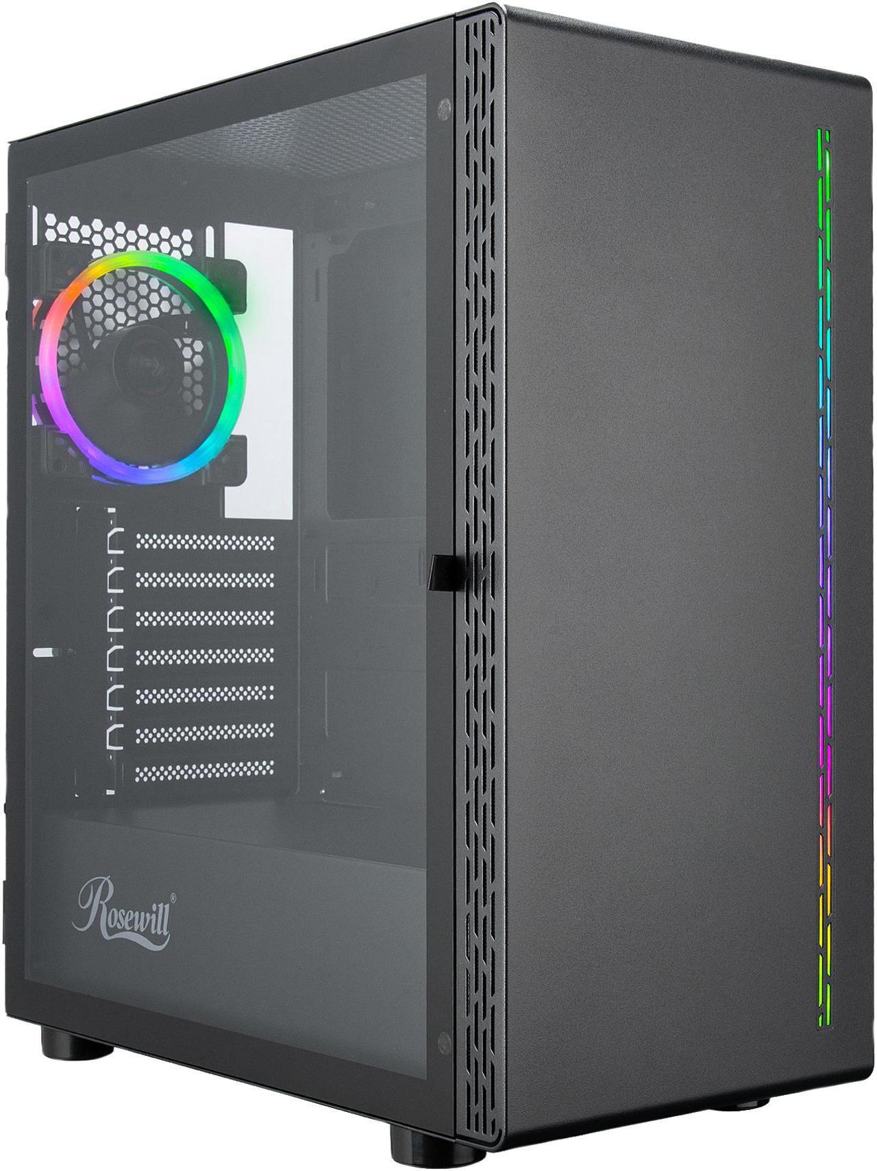 Main image of Rosewill PRISM M ATX Mid Tower Gaming PC Computer Case w/ RGB Fan, 10 Backlit Modes, LED Light Strip Patterned Front Panel, 240mm AIO Support, EATX Support, Bottom Mount PSU & HDD/SSD, Tempered Glass