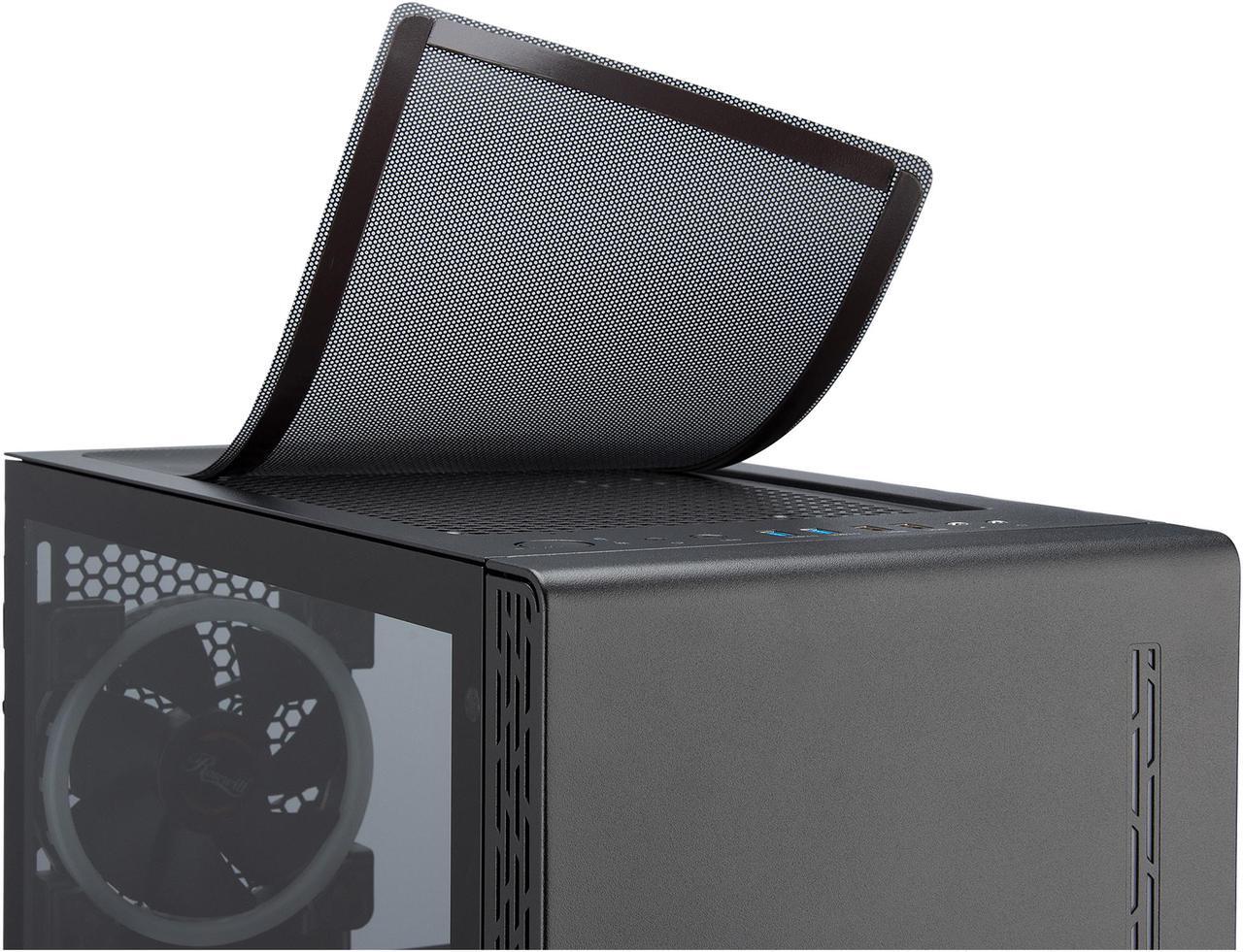 Alt view image 8 of 12 - Rosewill PRISM M ATX Mid Tower Gaming PC Computer Case w/ RGB Fan, 10 Backlit Modes, LED Light Strip Patterned Front Panel, 240mm AIO Support, EATX Support, Bottom Mount PSU & HDD/SSD, Tempered Glass