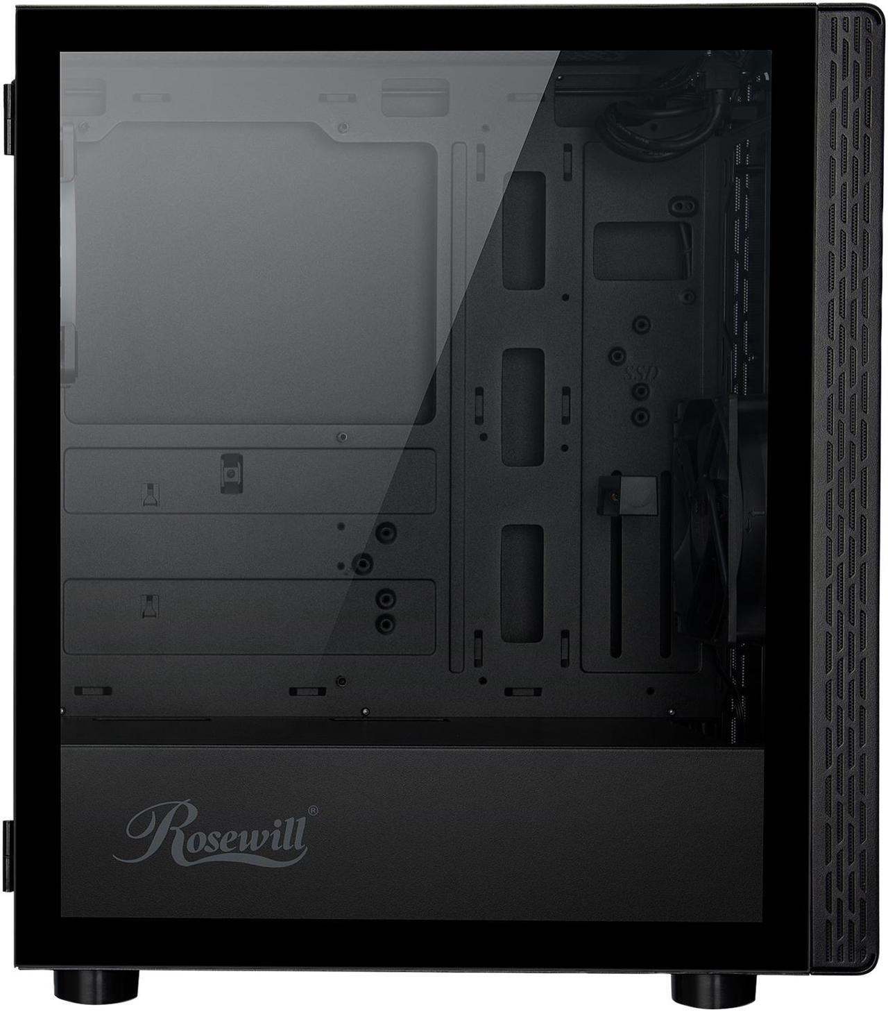 Alt view image 3 of 12 - Rosewill PRISM M ATX Mid Tower Gaming PC Computer Case w/ RGB Fan, 10 Backlit Modes, LED Light Strip Patterned Front Panel, 240mm AIO Support, EATX Support, Bottom Mount PSU & HDD/SSD, Tempered Glass