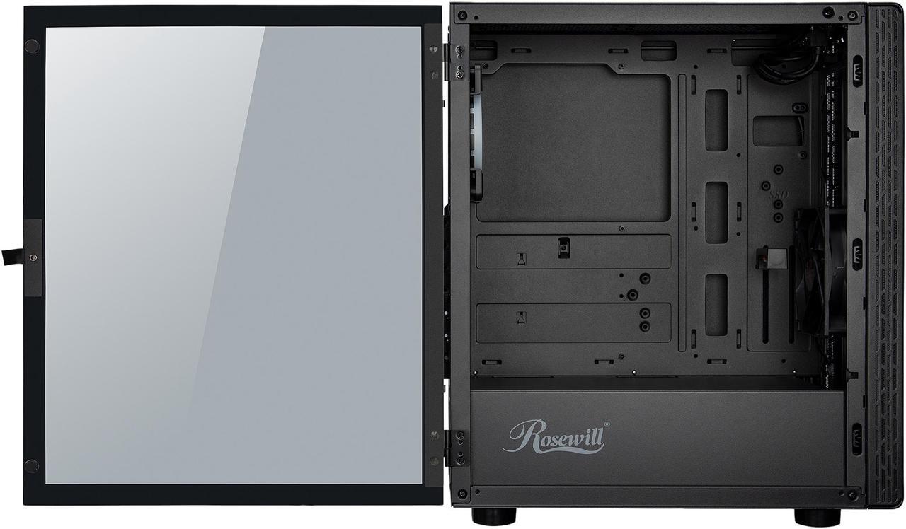 Alt view image 4 of 12 - Rosewill PRISM M ATX Mid Tower Gaming PC Computer Case w/ RGB Fan, 10 Backlit Modes, LED Light Strip Patterned Front Panel, 240mm AIO Support, EATX Support, Bottom Mount PSU & HDD/SSD, Tempered Glass