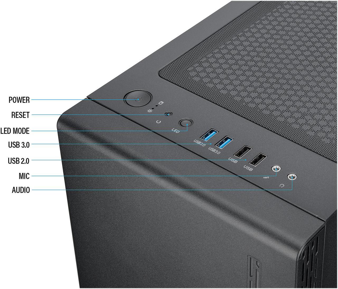 Alt view image 11 of 12 - Rosewill PRISM M ATX Mid Tower Gaming PC Computer Case w/ RGB Fan, 10 Backlit Modes, LED Light Strip Patterned Front Panel, 240mm AIO Support, EATX Support, Bottom Mount PSU & HDD/SSD, Tempered Glass