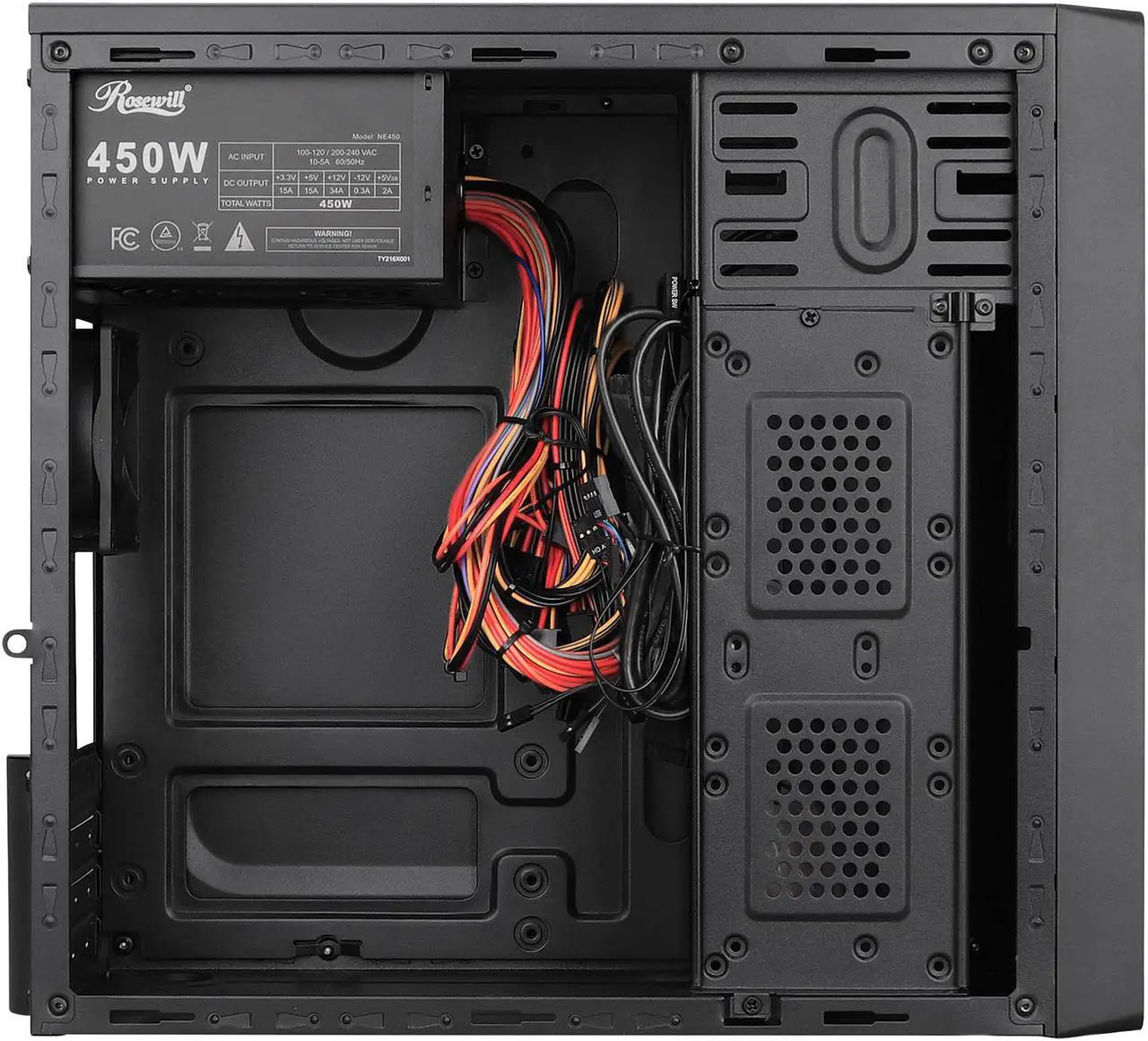 Alt view image 5 of 9 - Rosewill SRM-01B-450 Micro ATX Mini Tower Desktop PC Computer Case with Pre-Installed 450W PSU, 80mm Case Fan, USB 3.0