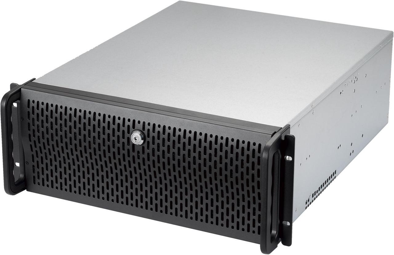 Rosewill 4U Server Chassis Rackmount Case | 8 3.5" HDD Bays, 3 5.25" Devices | ATX, CEB Compatible | 2 Front 120mm Fans, 2 Rear 80mm Fans | 2x USB 3.0 | Front Panel Lock | Silver/Black - RSV-R4000U